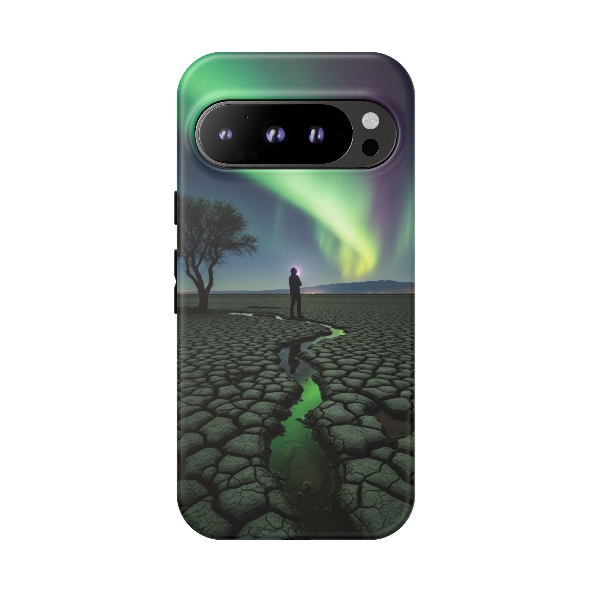 Aurora Night Sky Tough Phone Case — Northern Lights Landscape Protective Cover