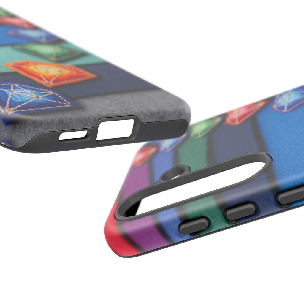 Colorful Gem Stripe Phone Case — Rainbow Diamond Pattern Tough Case