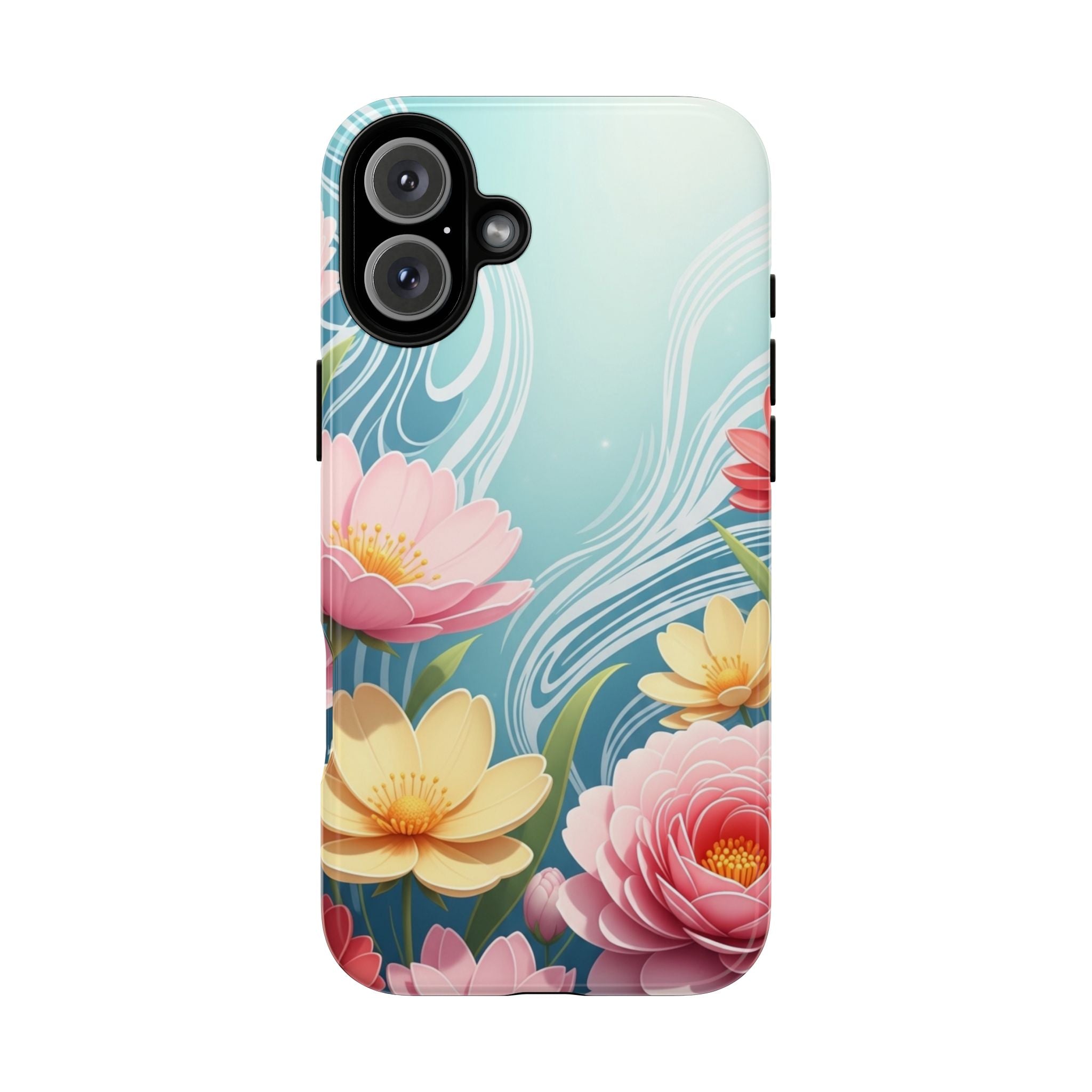 Floral Lotus Tough Phone Case — Watercolor Garden Protective Cover