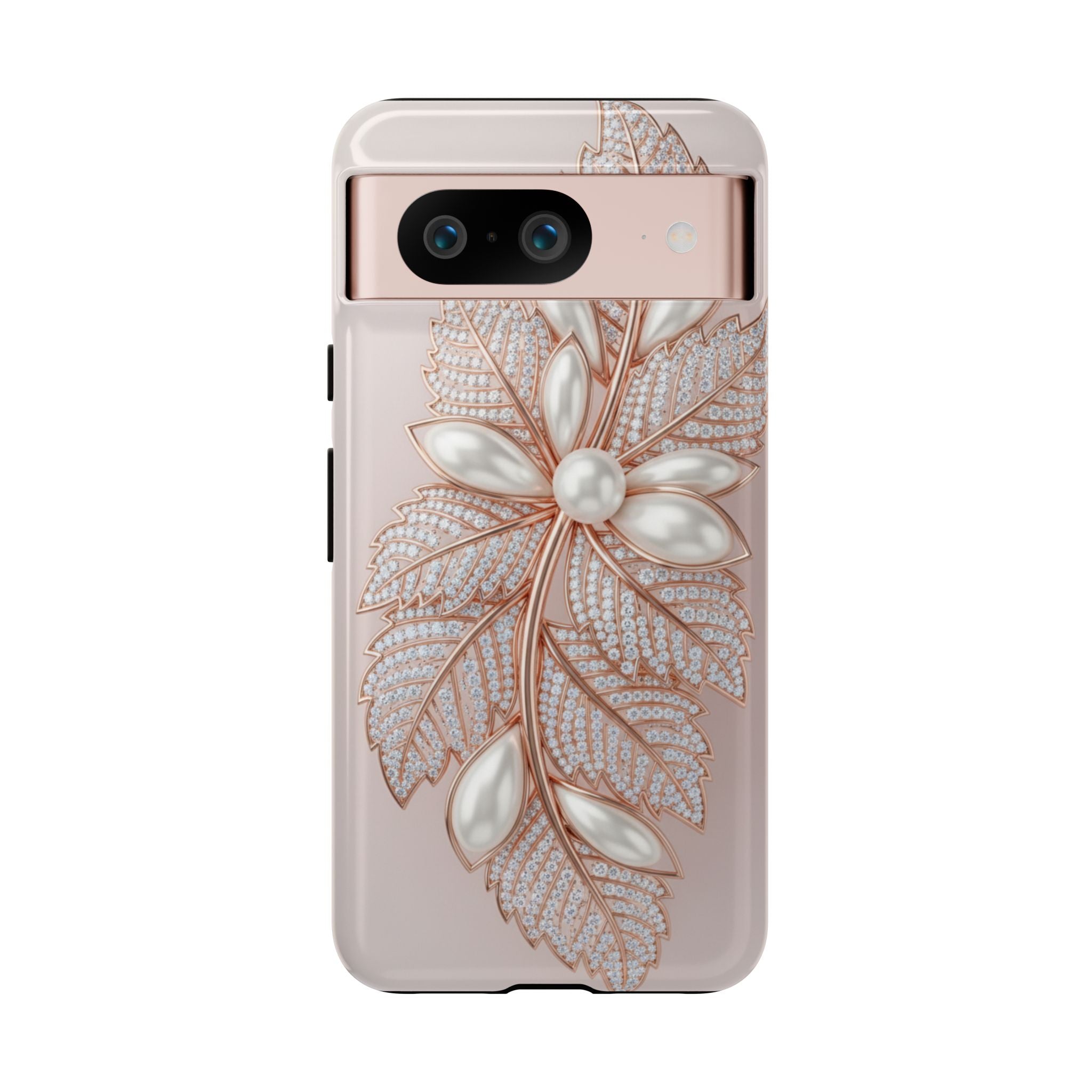 Rose Gold Pearl Leaf Tough Phone Case for Google Phone
