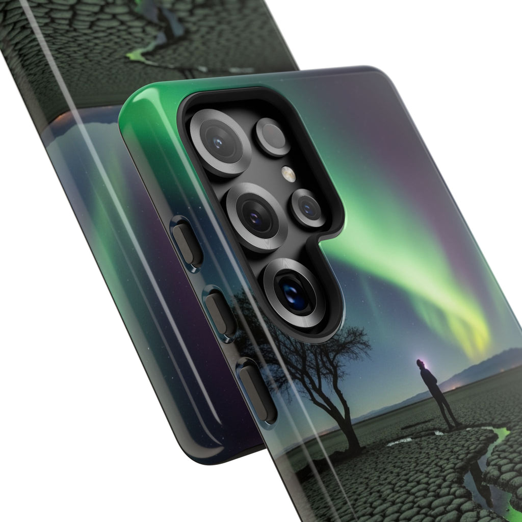 Aurora Night Sky Tough Phone Case — Northern Lights Landscape Protective Cover