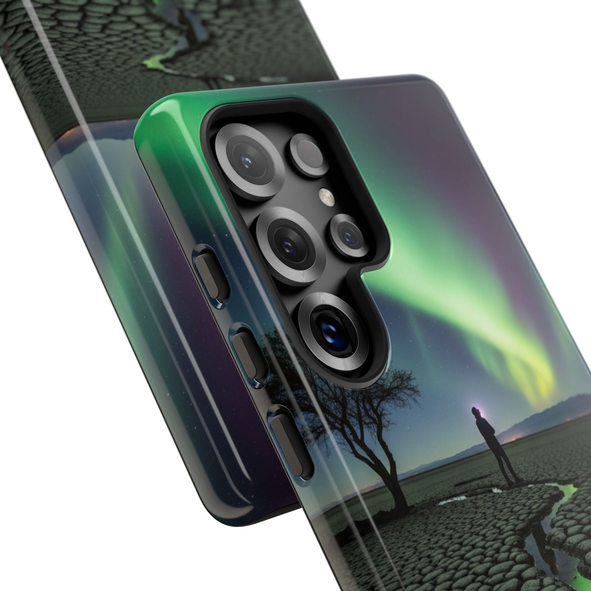 Aurora Night Sky Tough Phone Case — Northern Lights Landscape Protective Cover