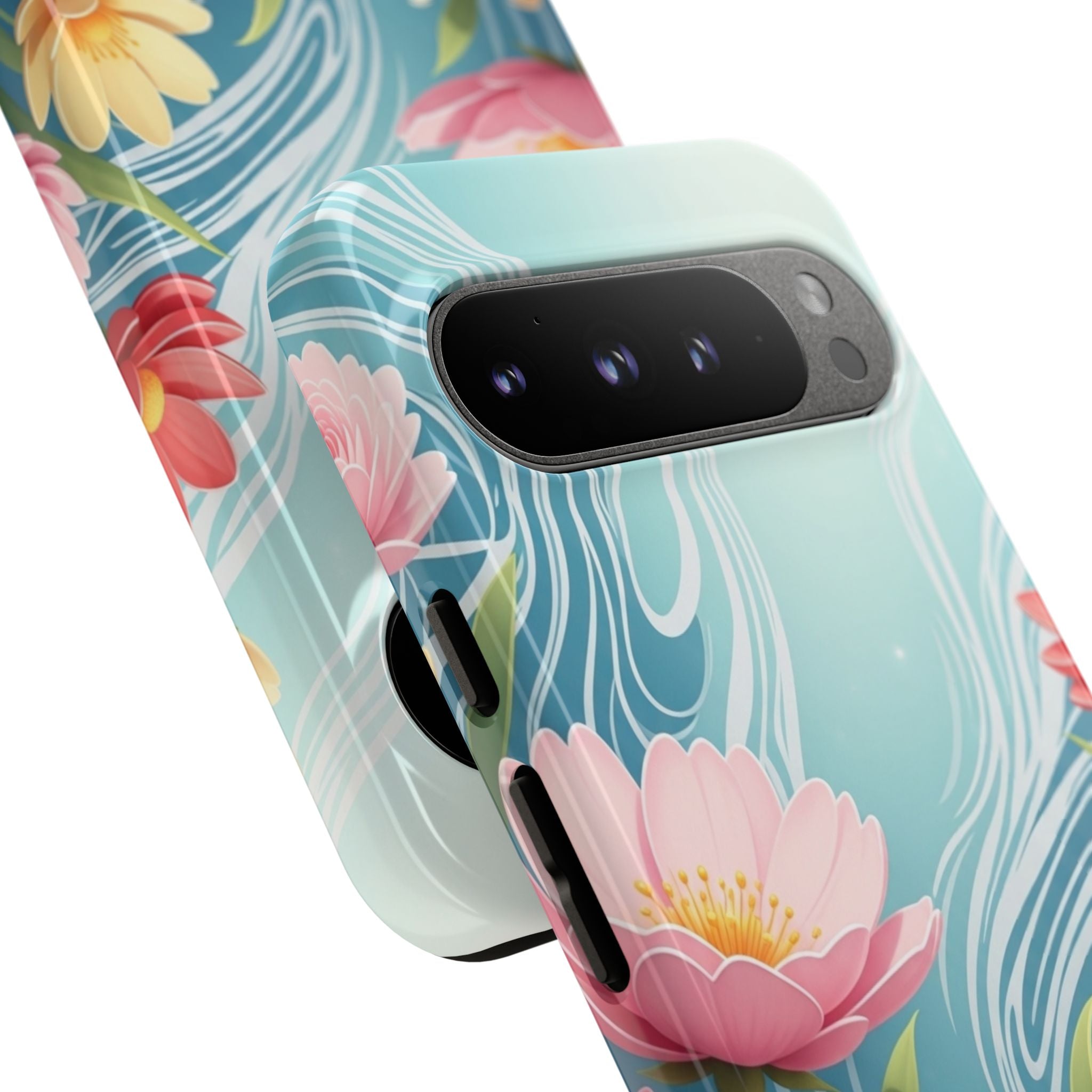Floral Lotus Tough Phone Case — Watercolor Garden Protective Cover