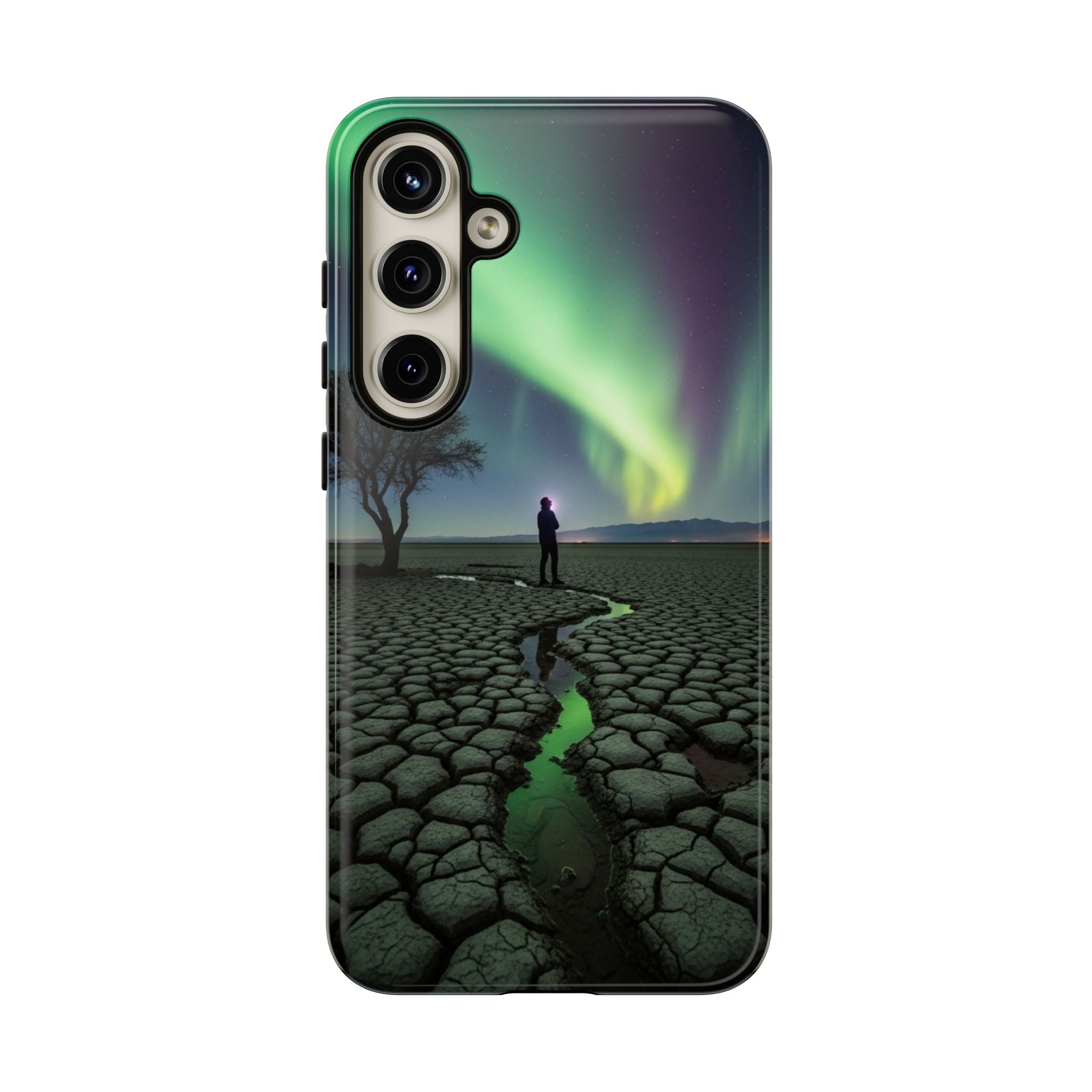 Aurora Night Sky Tough Phone Case — Northern Lights Landscape Protective Cover