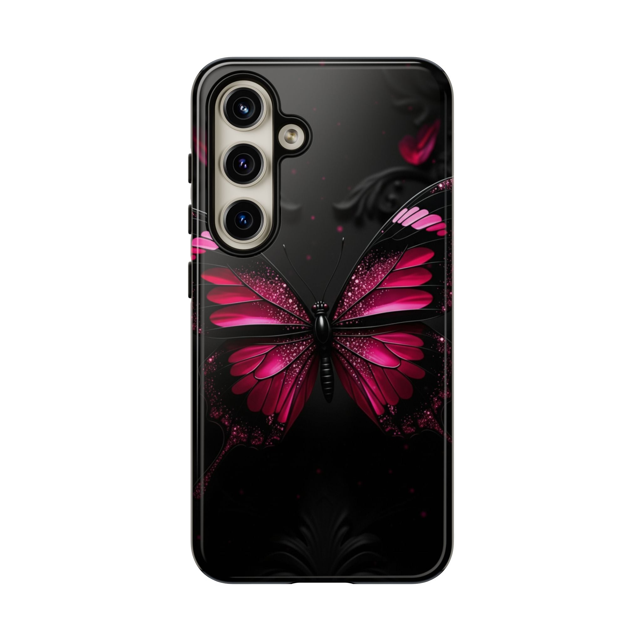 Pink Butterfly Tough Phone Case - Shockproof Protective iPhone Cover