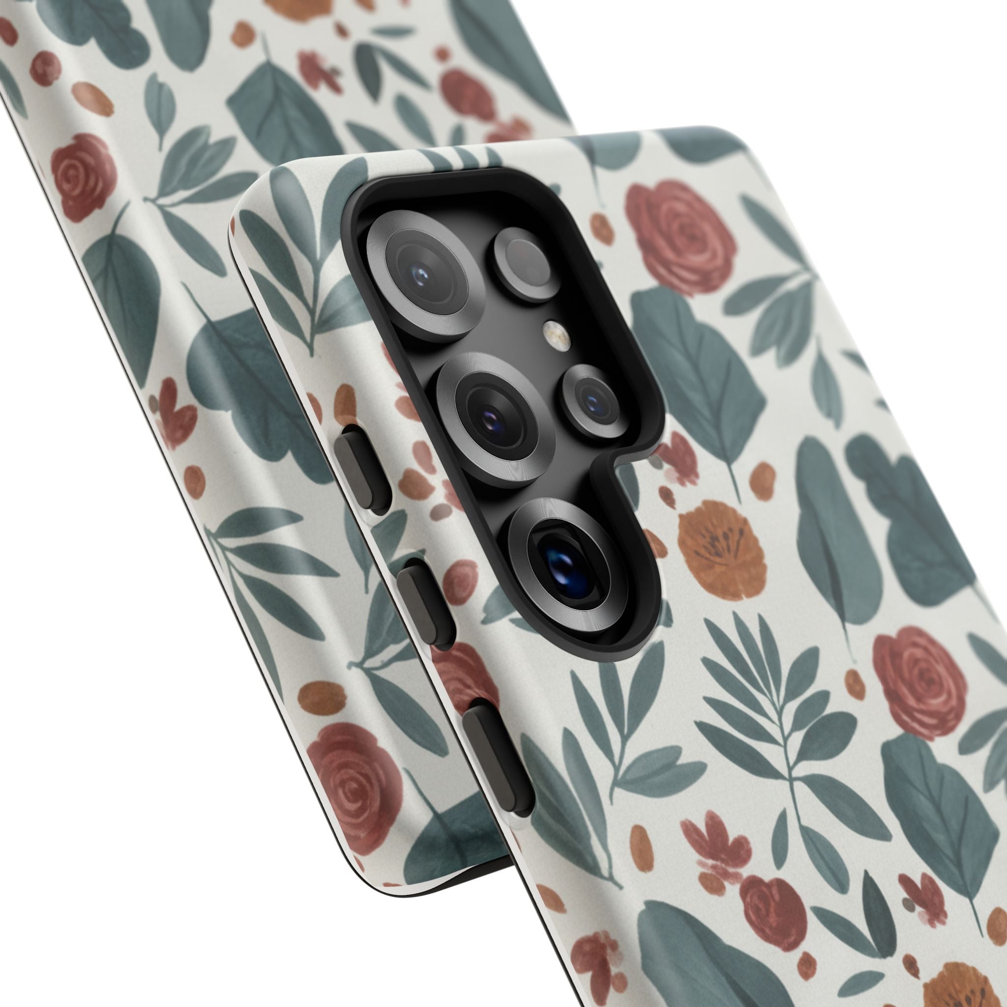 Floral Leaf Pattern Tough Phone Case — Protective Botanical iPhone Cover