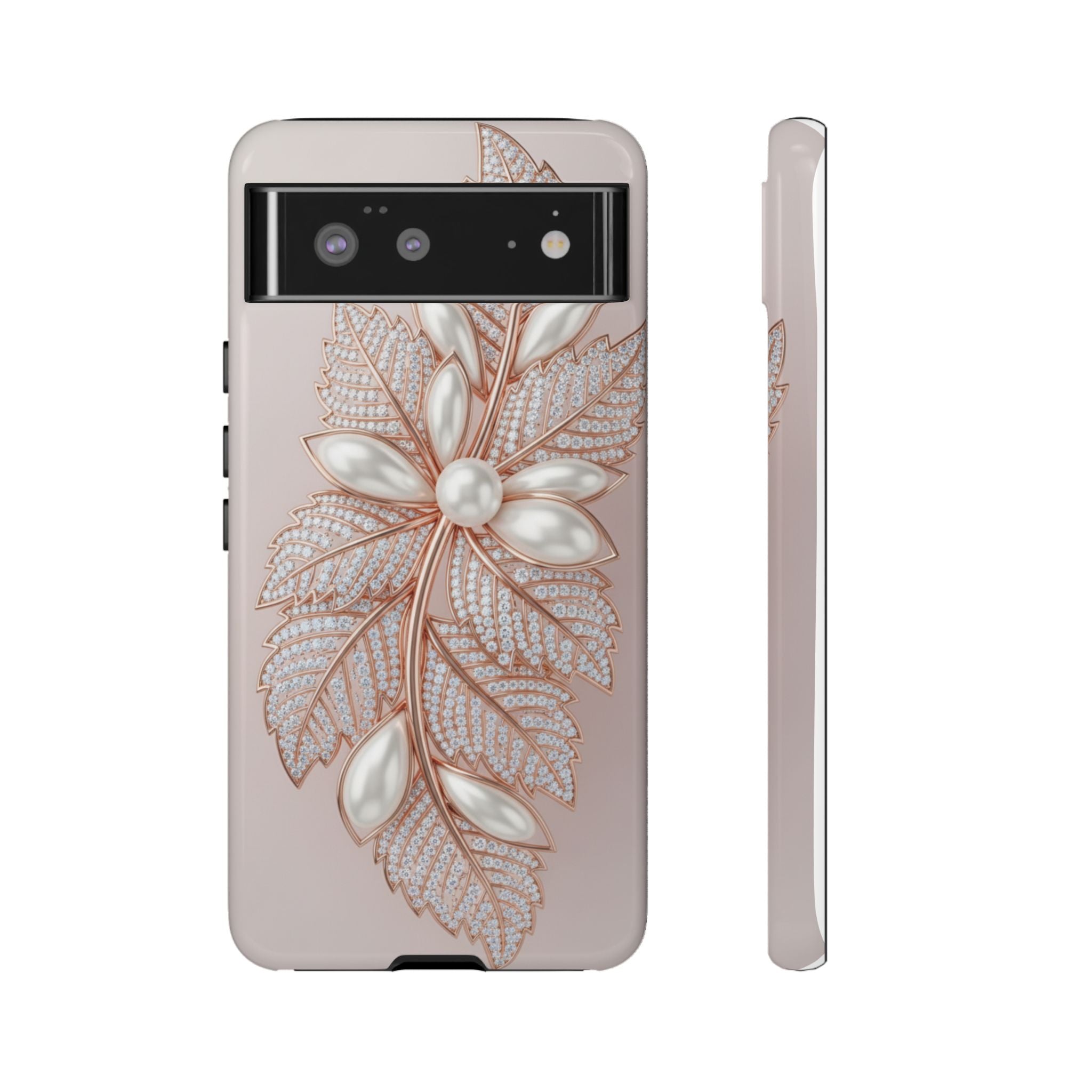 Rose Gold Pearl Leaf Tough Phone Case for Google Phone
