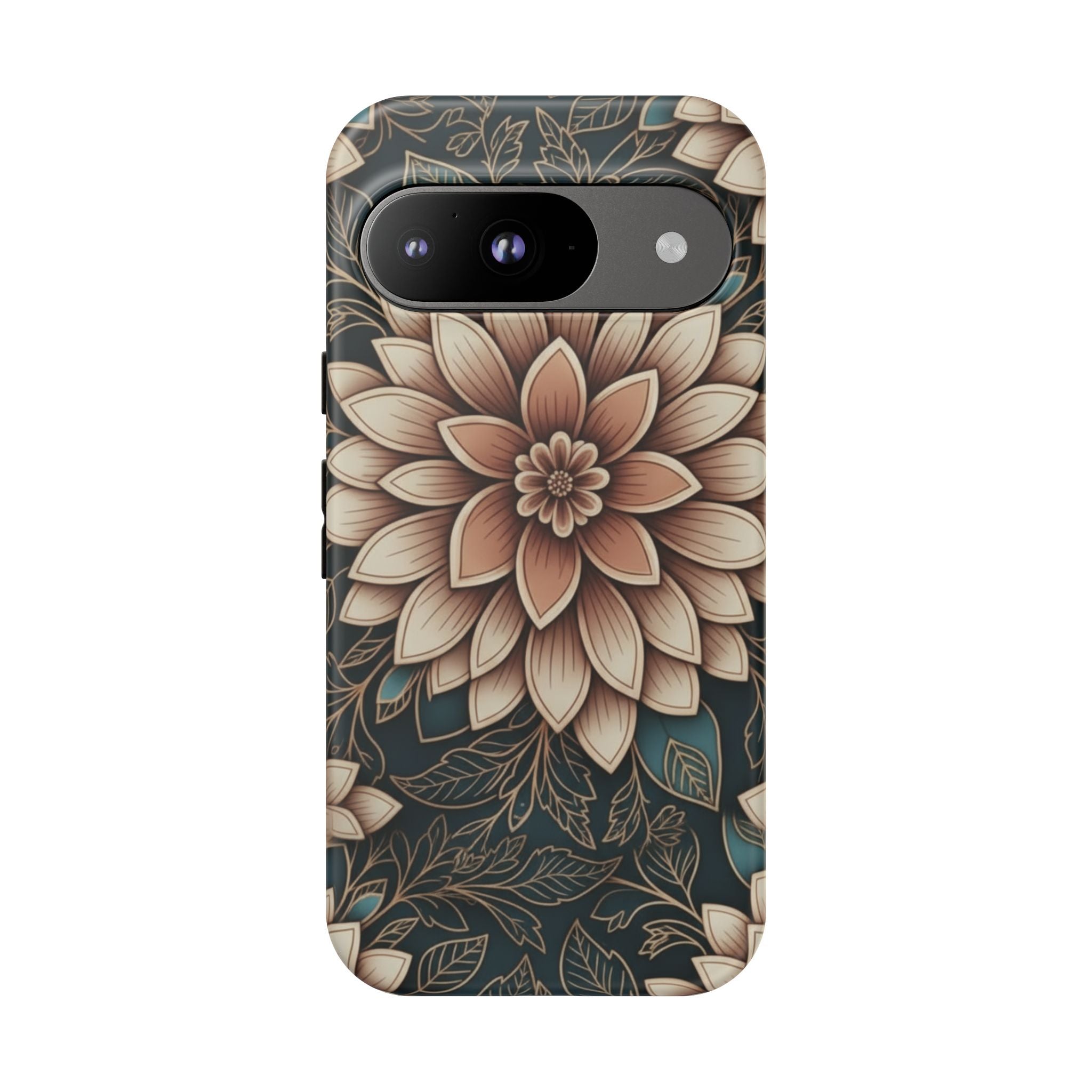 Floral Mandala Tough Phone Case - Boho Dahlia Protective Cover