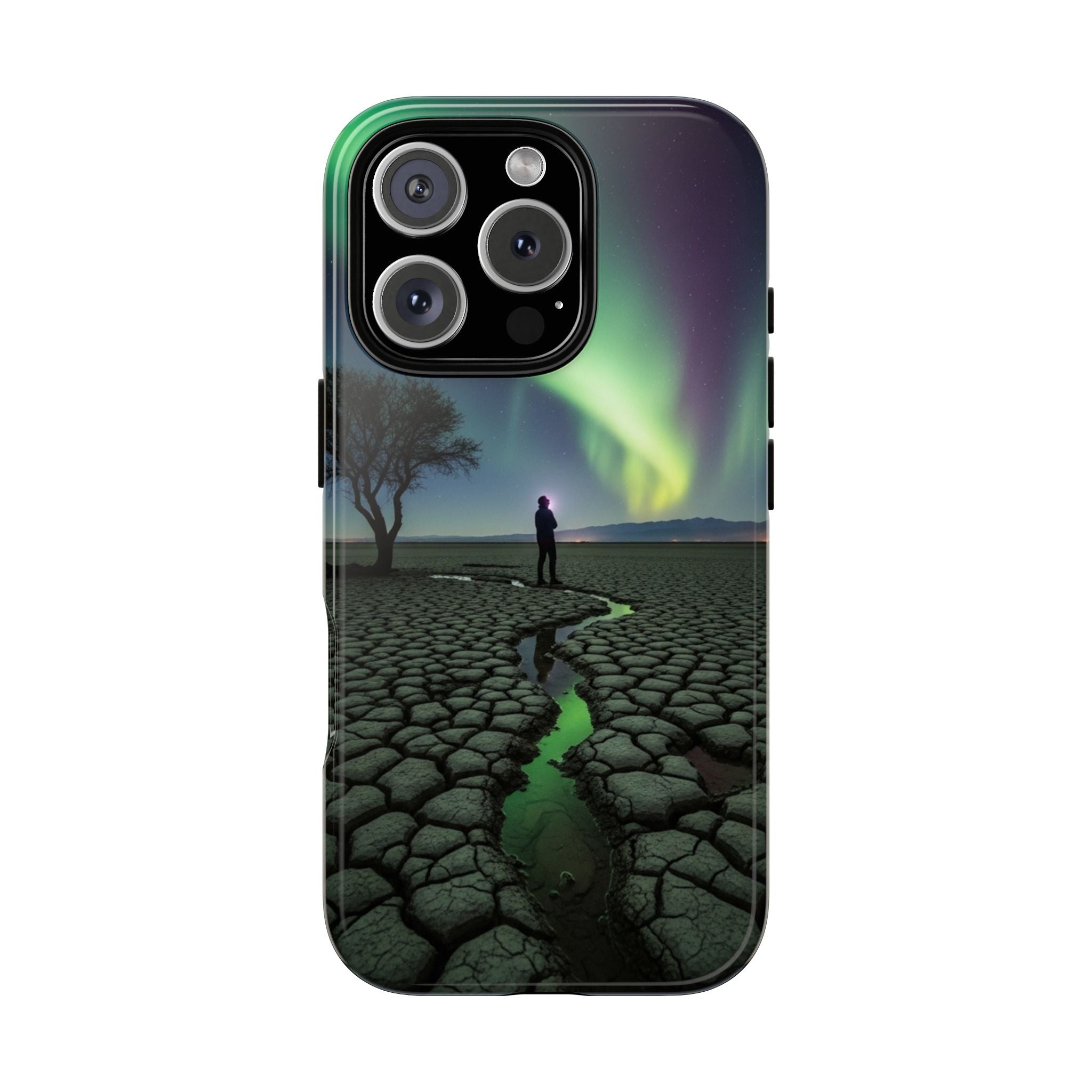 Aurora Night Sky Tough Phone Case — Northern Lights Landscape Protective Cover