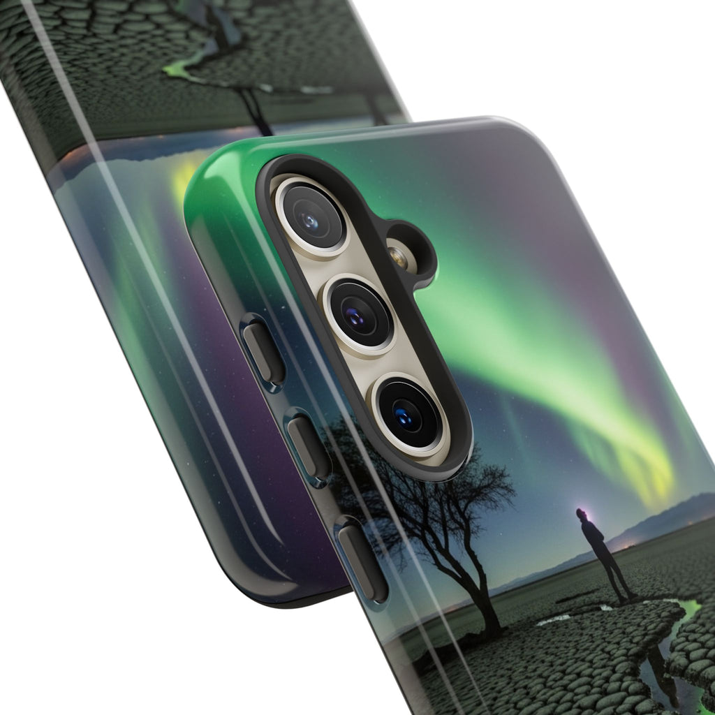 Aurora Night Sky Tough Phone Case — Northern Lights Landscape Protective Cover