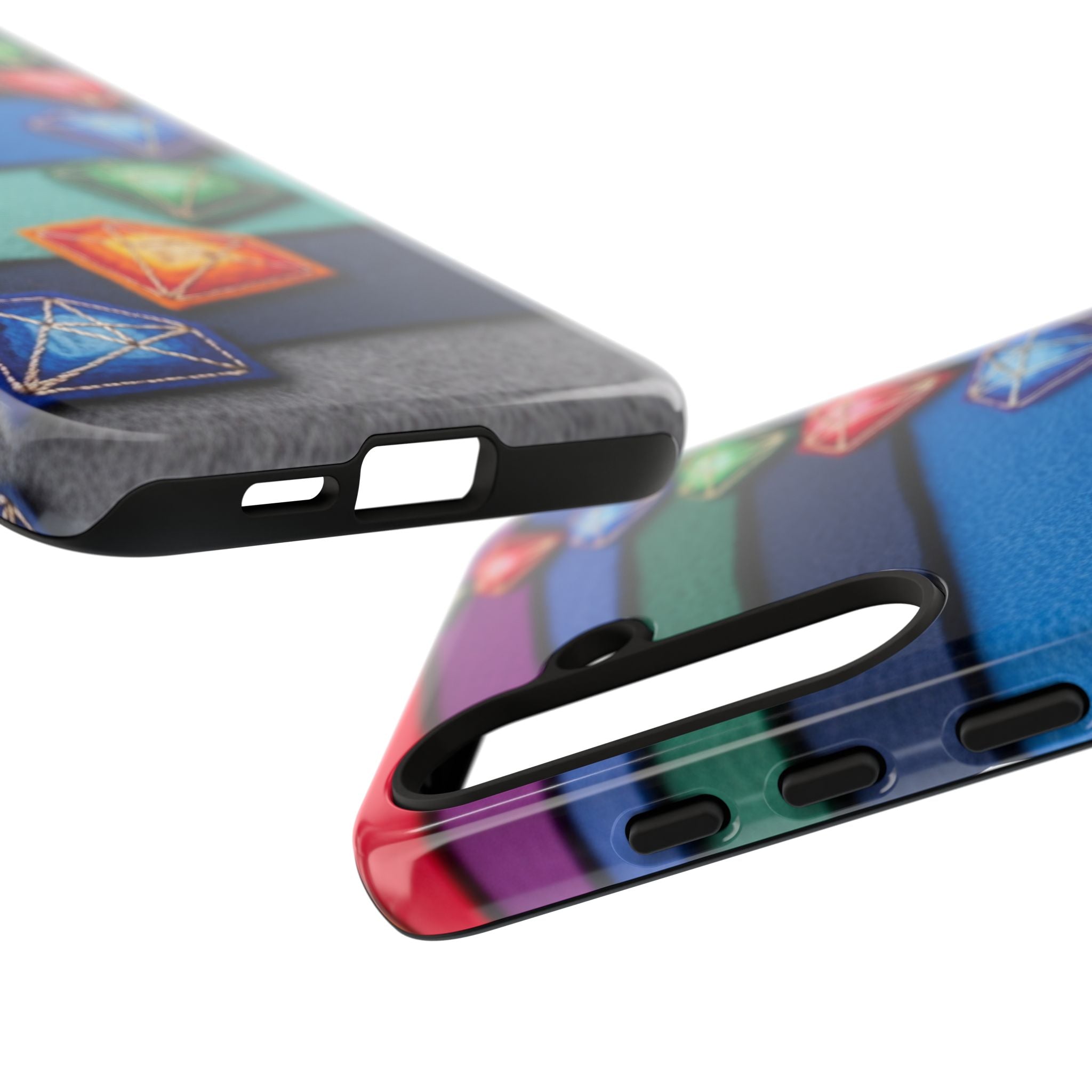 Colorful Gem Stripe Phone Case — Rainbow Diamond Pattern Tough Case