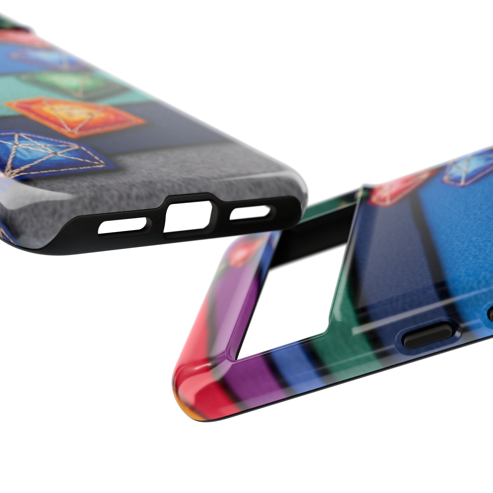 Colorful Gem Stripe Phone Case — Rainbow Diamond Pattern Tough Case