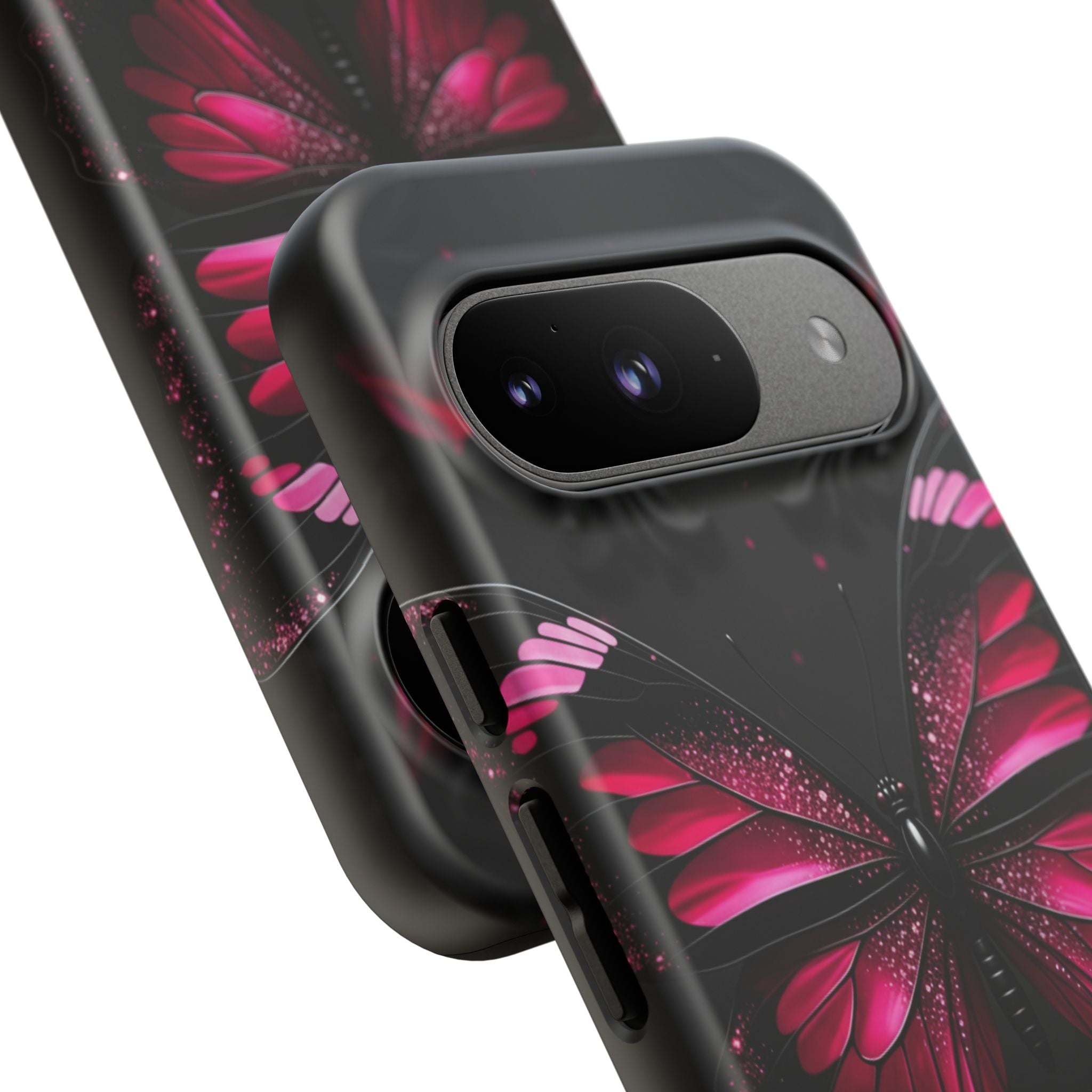 Pink Butterfly Tough Phone Case - Shockproof Protective iPhone Cover