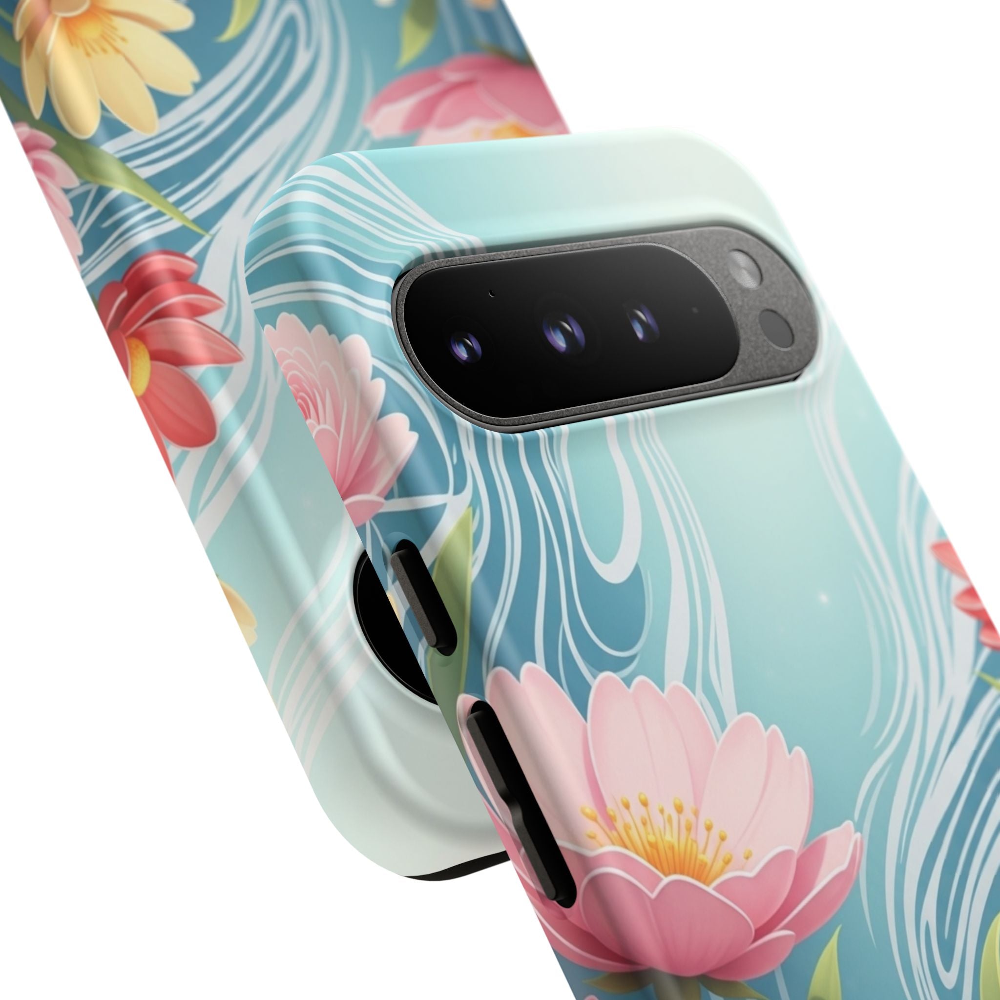 Floral Lotus Tough Phone Case — Watercolor Garden Protective Cover