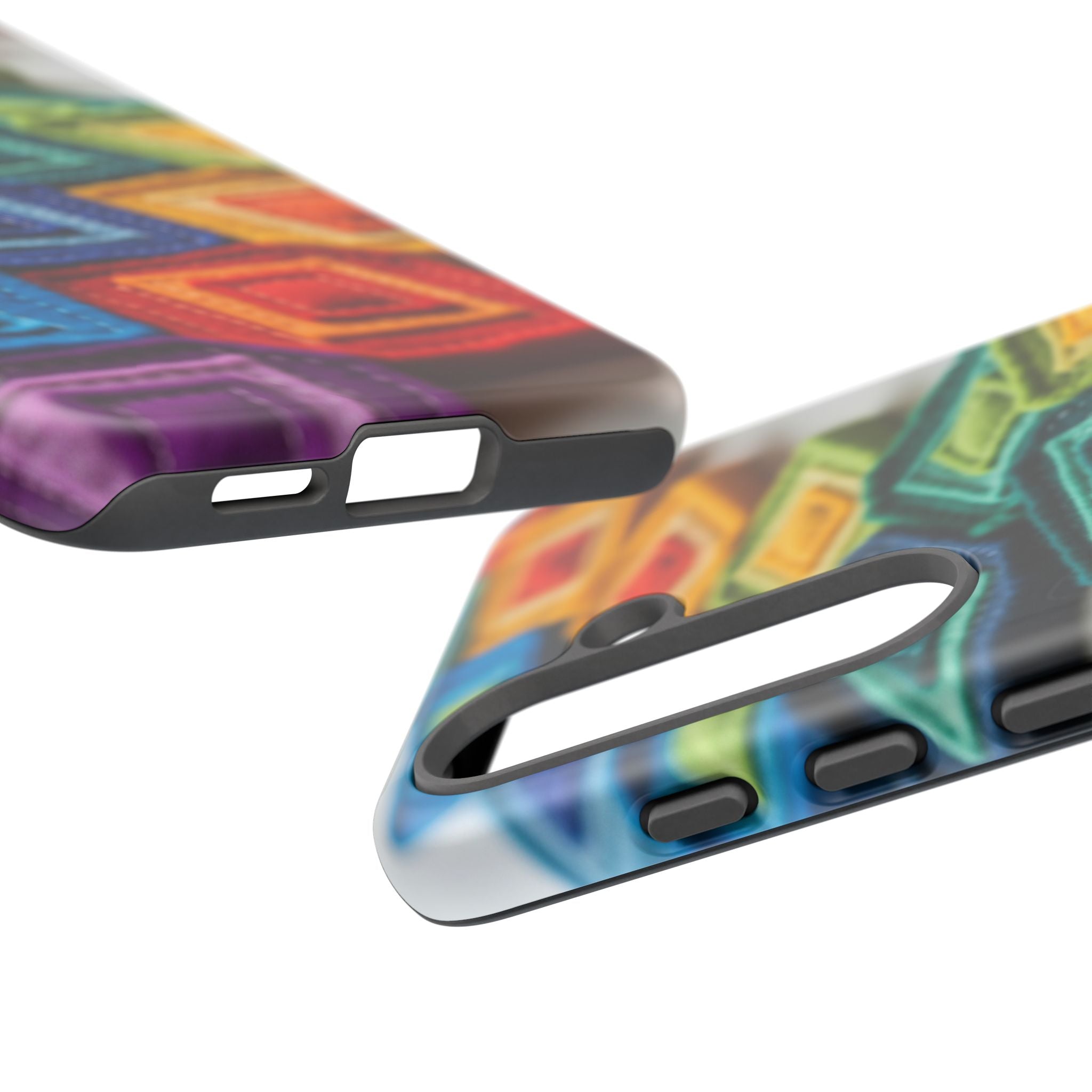 Colorful Geometric Quilt Pattern Phone Case – Bright Rainbow Diamond Tough Case