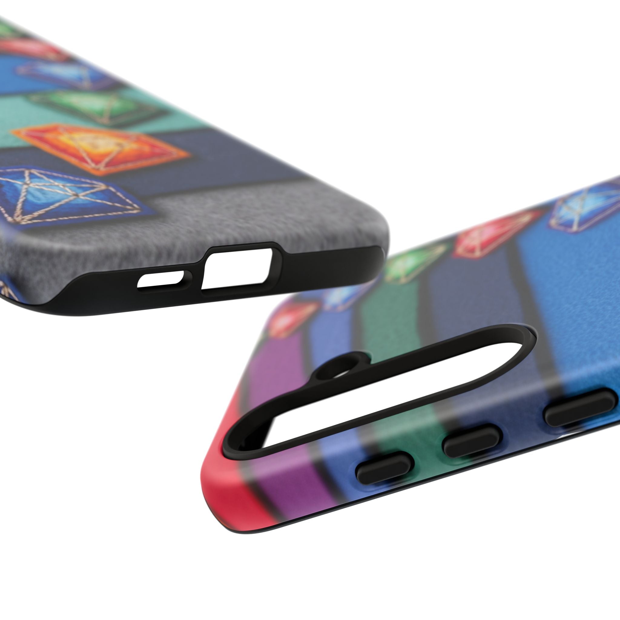 Colorful Gem Stripe Phone Case — Rainbow Diamond Pattern Tough Case