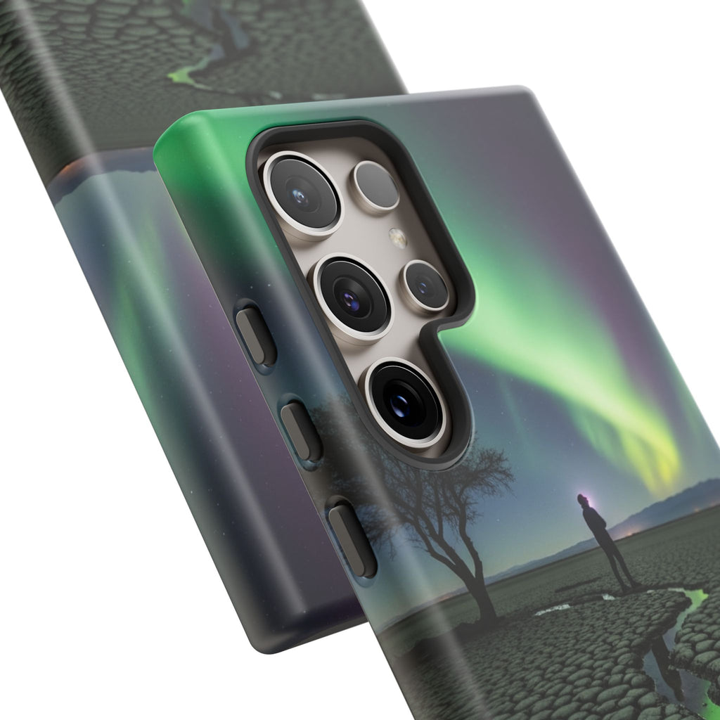 Aurora Night Sky Tough Phone Case — Northern Lights Landscape Protective Cover