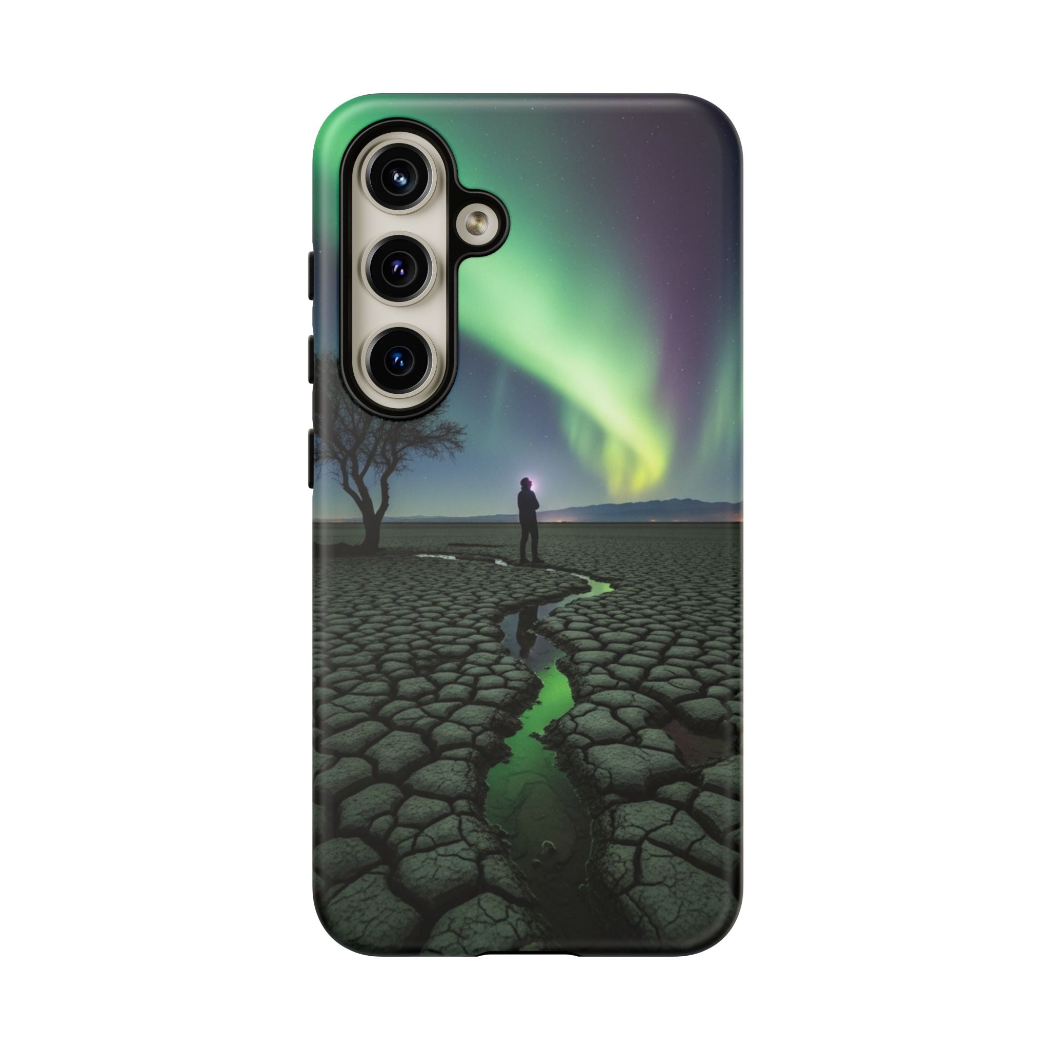 Aurora Night Sky Tough Phone Case — Northern Lights Landscape Protective Cover
