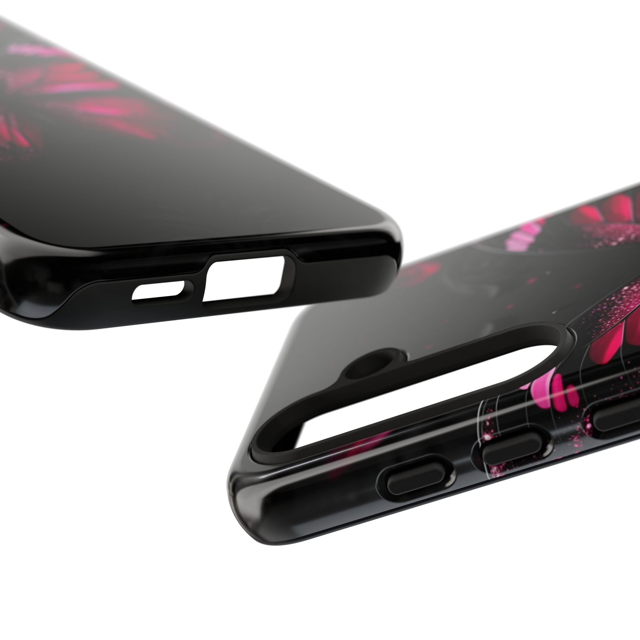 Pink Butterfly Tough Phone Case - Shockproof Protective iPhone Cover