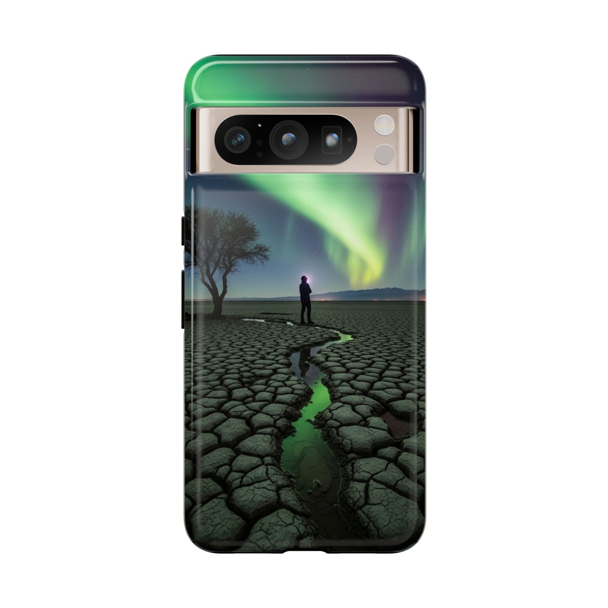 Aurora Night Sky Tough Phone Case — Northern Lights Landscape Protective Cover