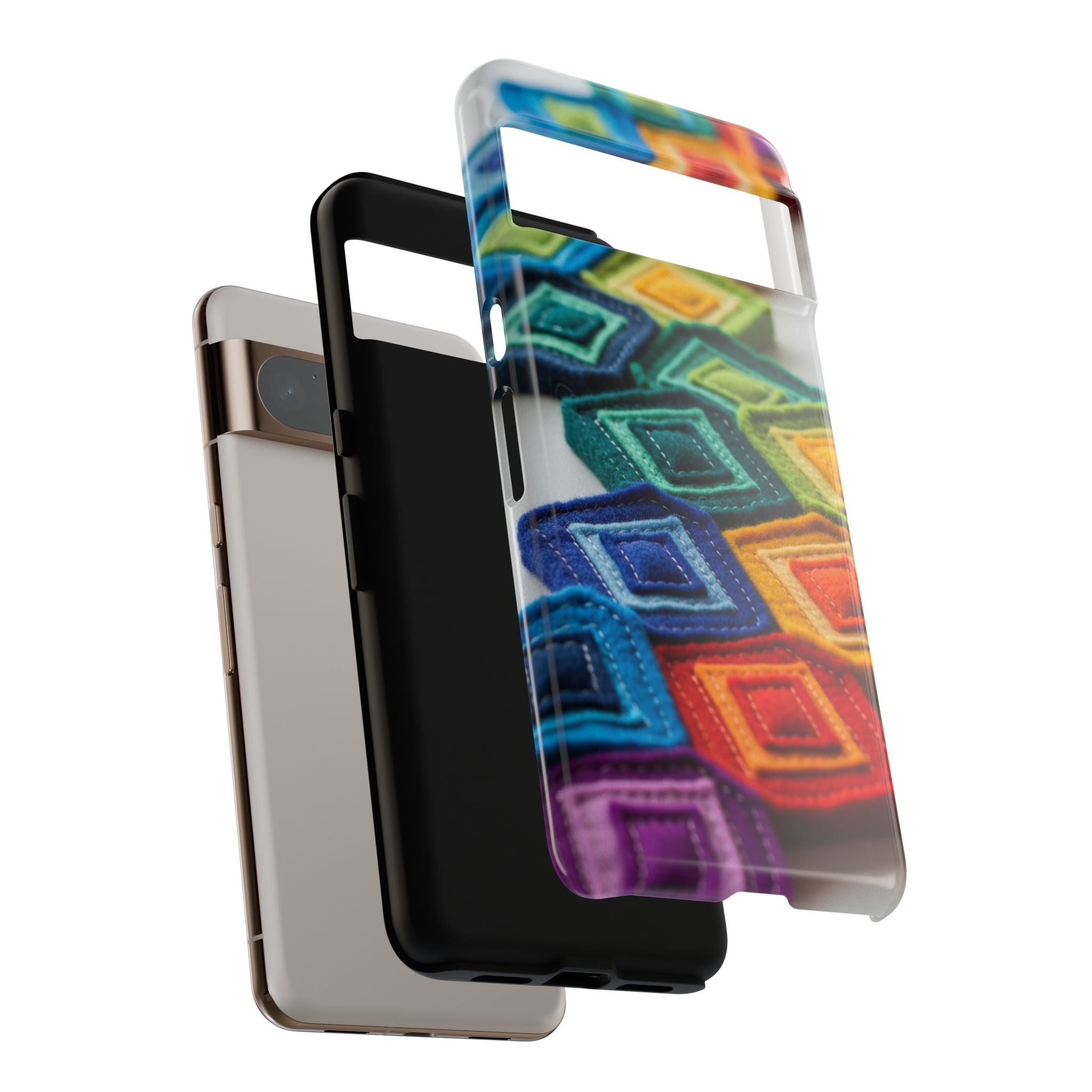 Colorful Geometric Quilt Pattern Phone Case – Bright Rainbow Diamond Tough Case