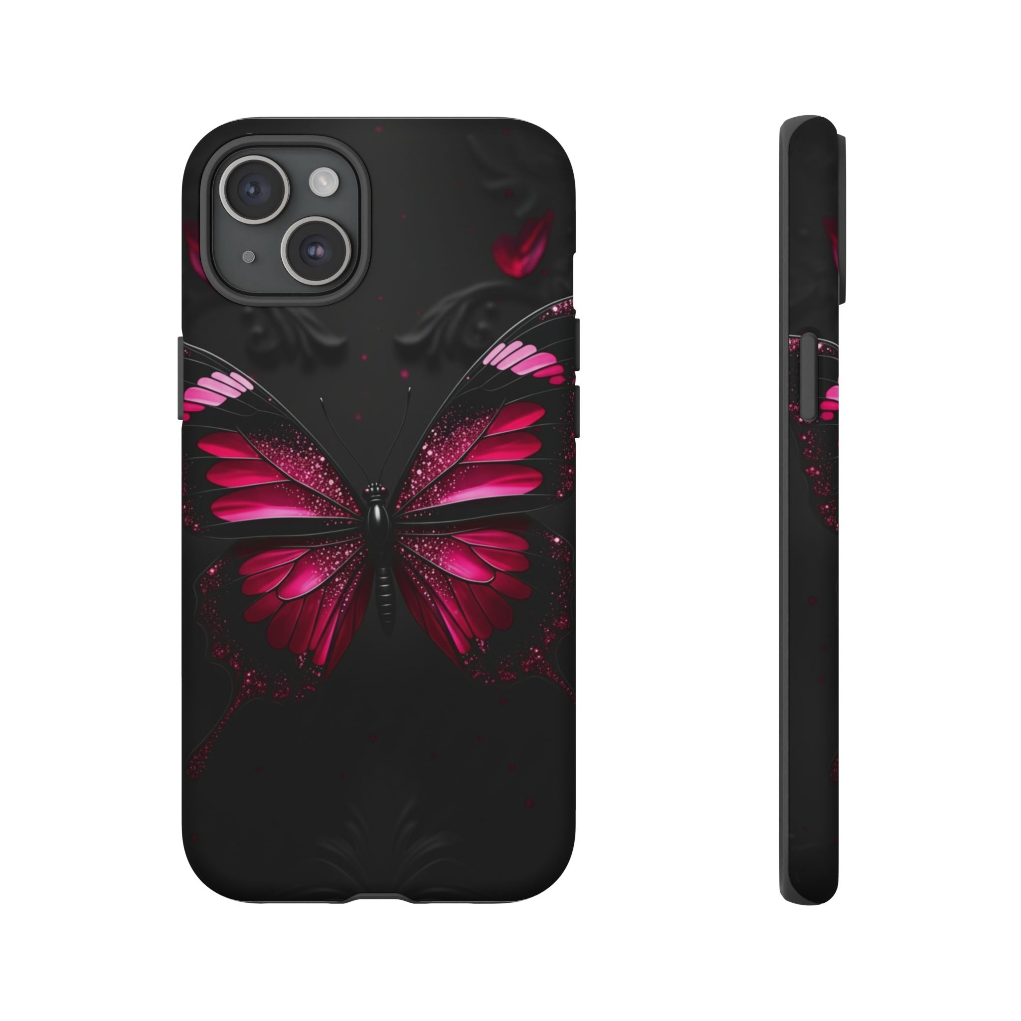 Pink Butterfly Tough Phone Case - Shockproof Protective iPhone Cover