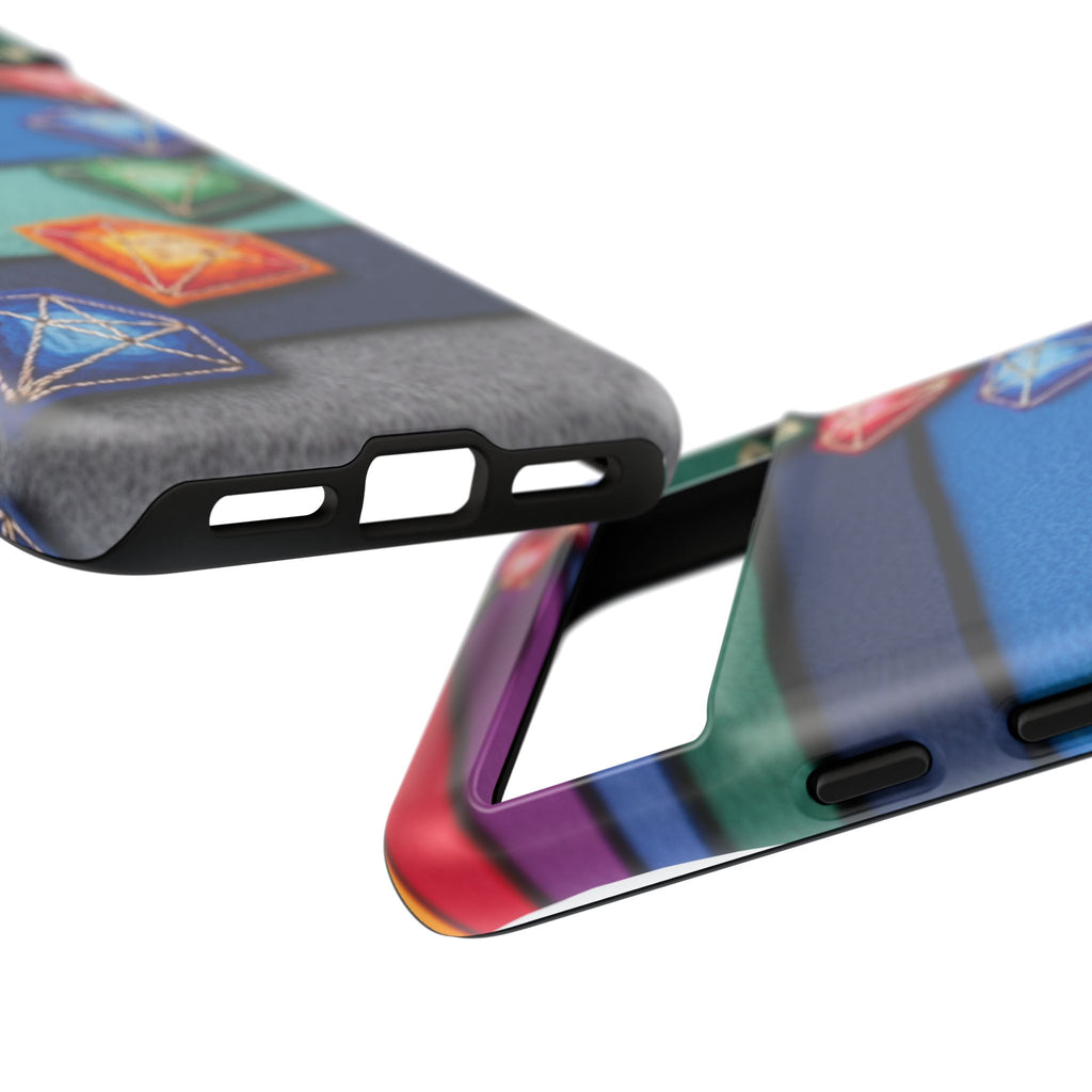 Colorful Gem Stripe Phone Case — Rainbow Diamond Pattern Tough Case