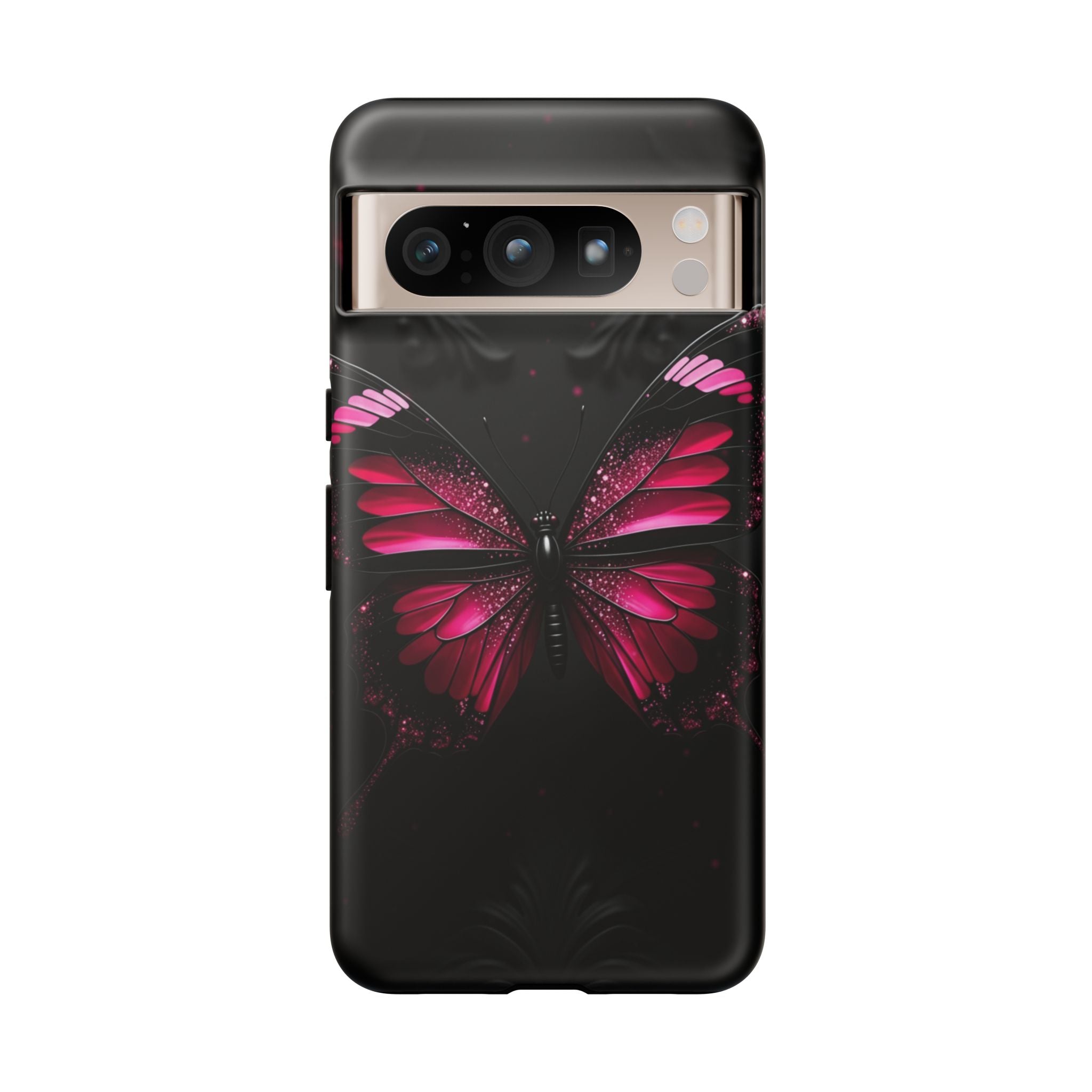 Pink Butterfly Tough Phone Case - Shockproof Protective iPhone Cover