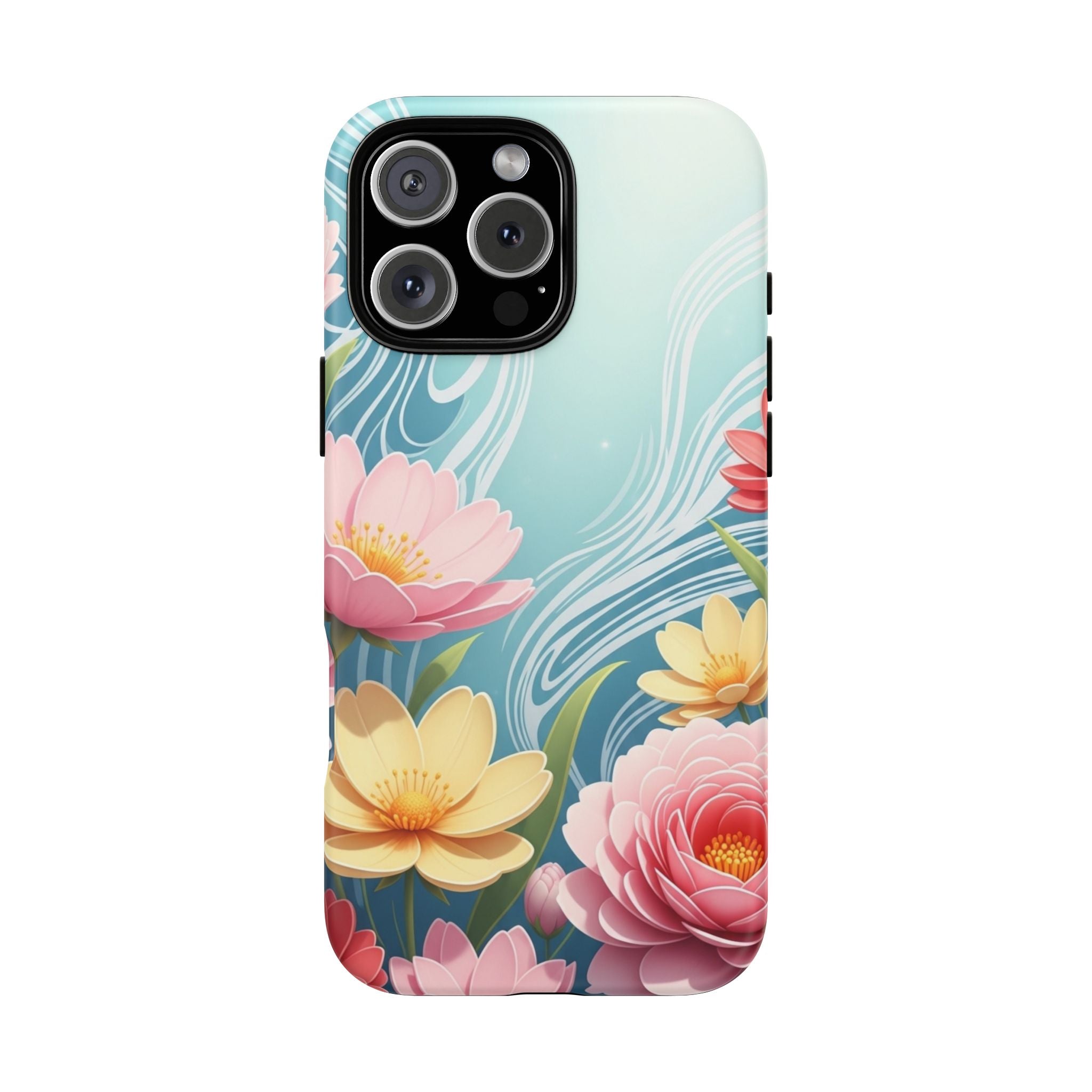 Floral Lotus Tough Phone Case — Watercolor Garden Protective Cover