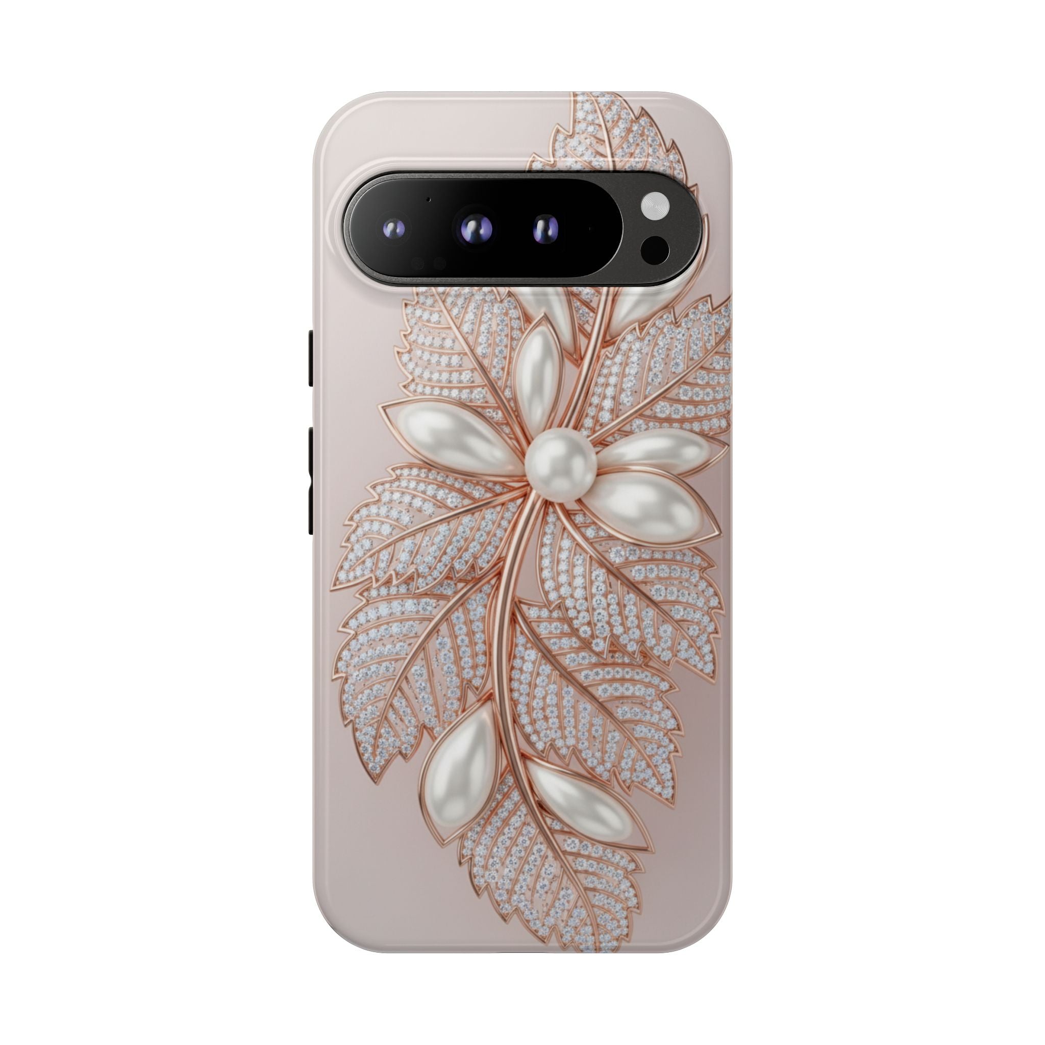 Rose Gold Pearl Leaf Tough Phone Case for Google Phone