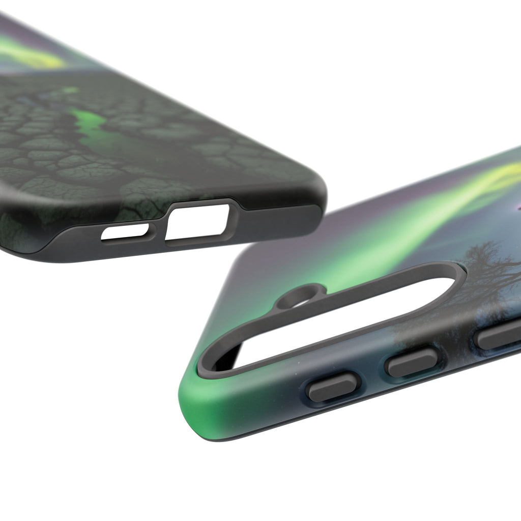 Aurora Night Sky Tough Phone Case — Northern Lights Landscape Protective Cover