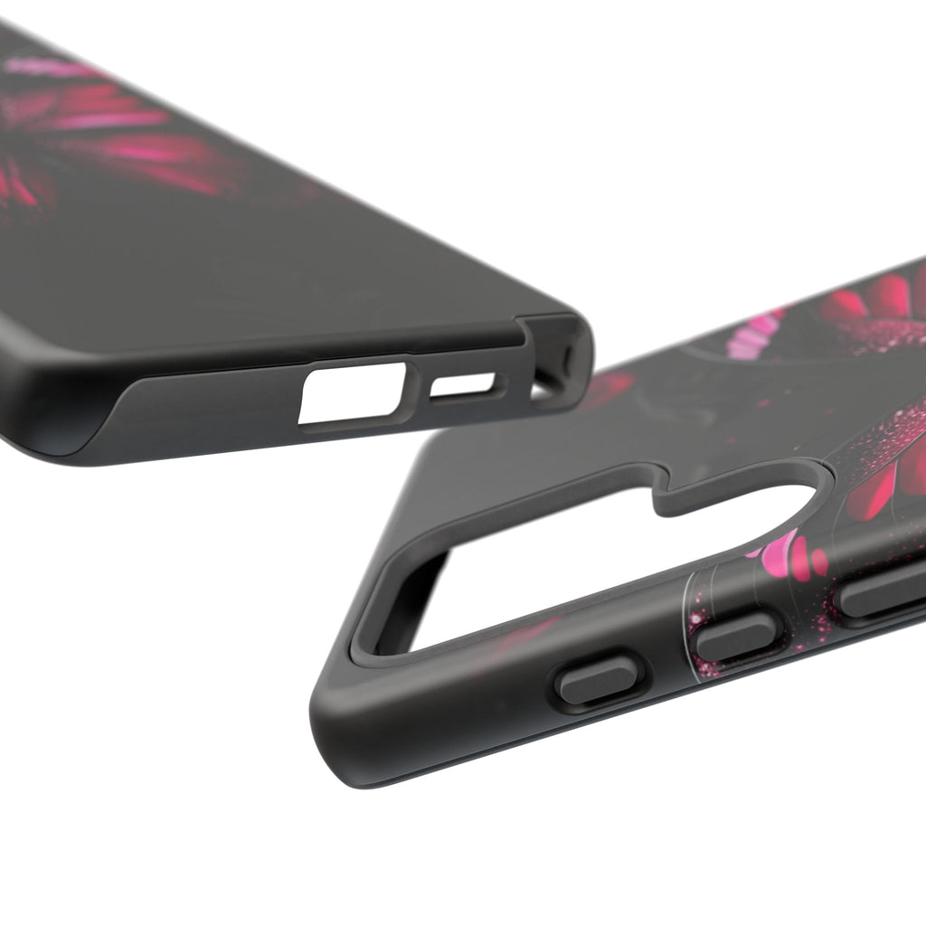 Pink Butterfly Tough Phone Case - Shockproof Protective iPhone Cover