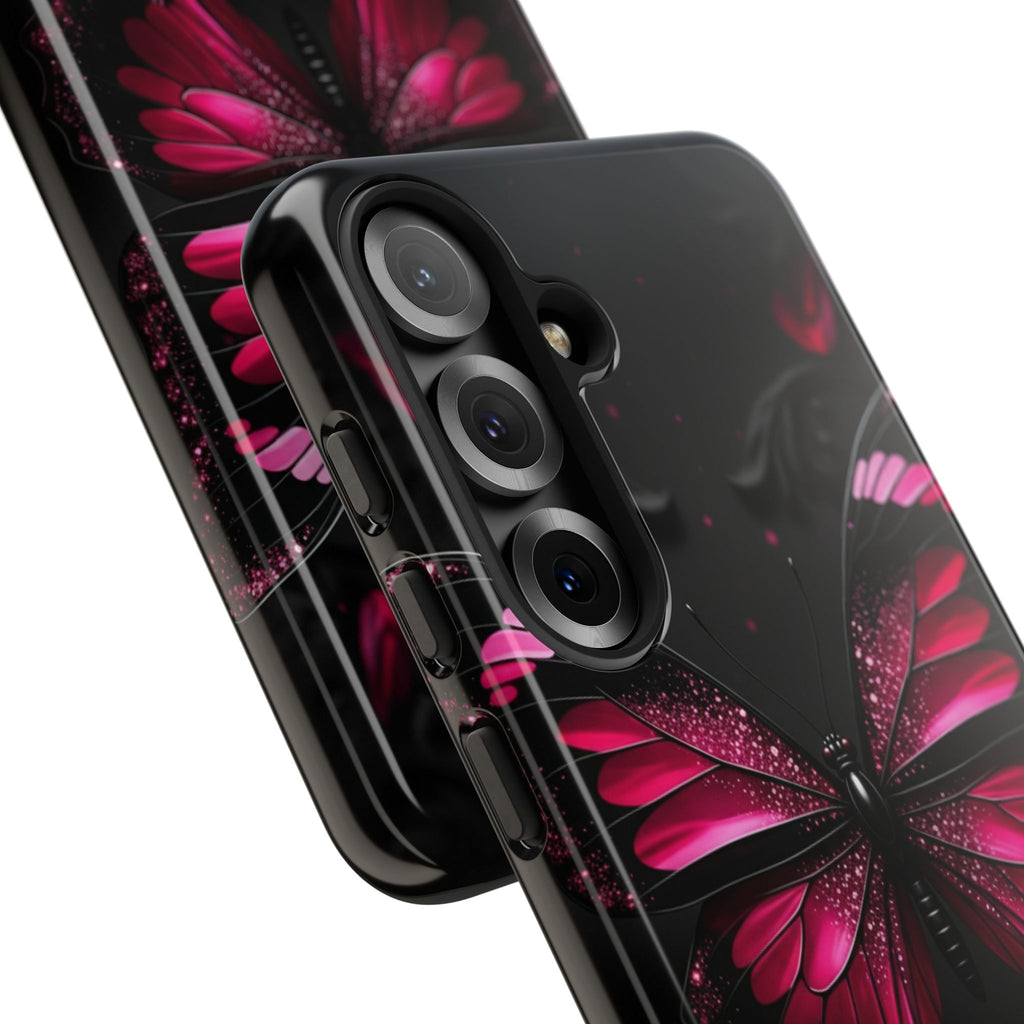 Pink Butterfly Tough Phone Case - Shockproof Protective iPhone Cover