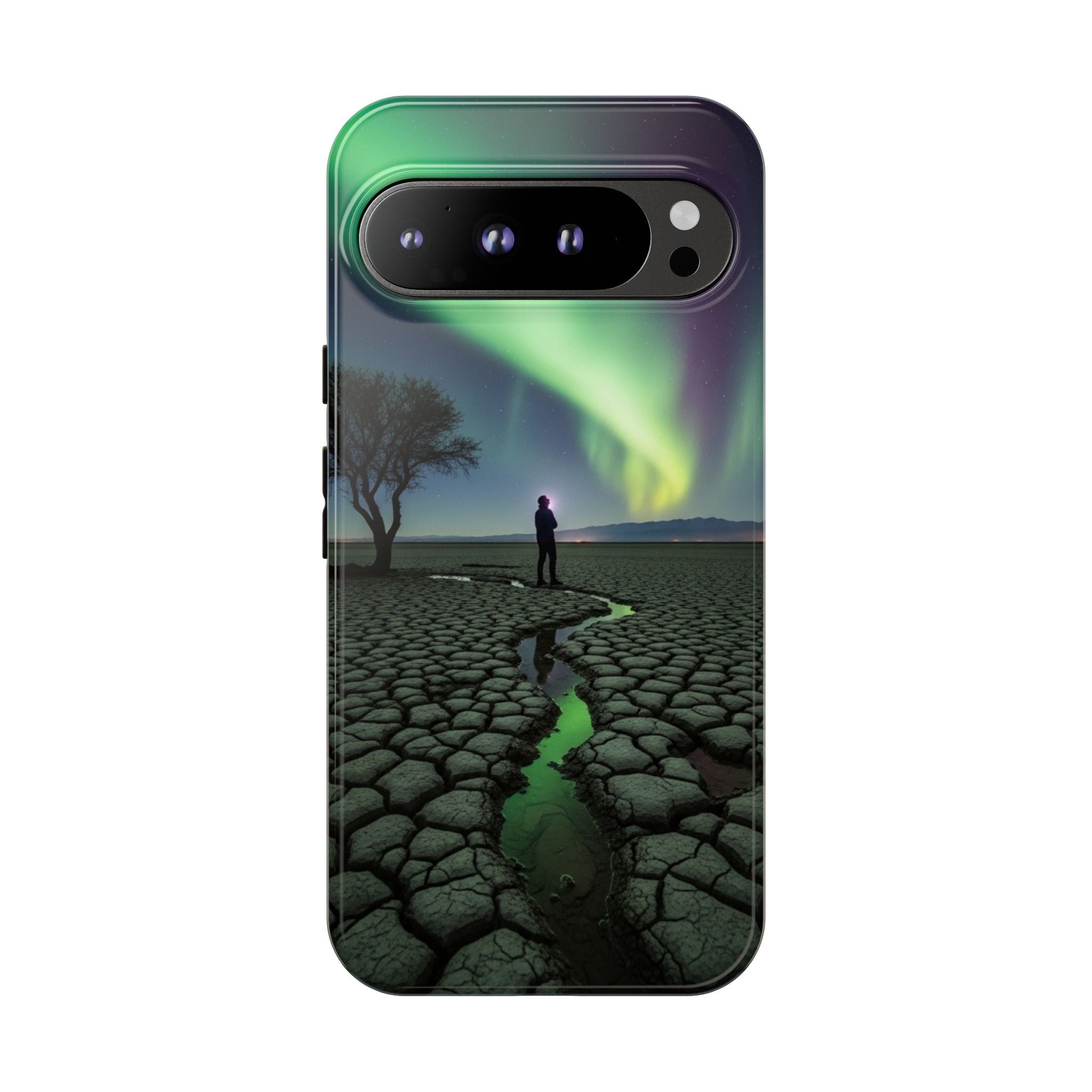 Aurora Night Sky Tough Phone Case — Northern Lights Landscape Protective Cover