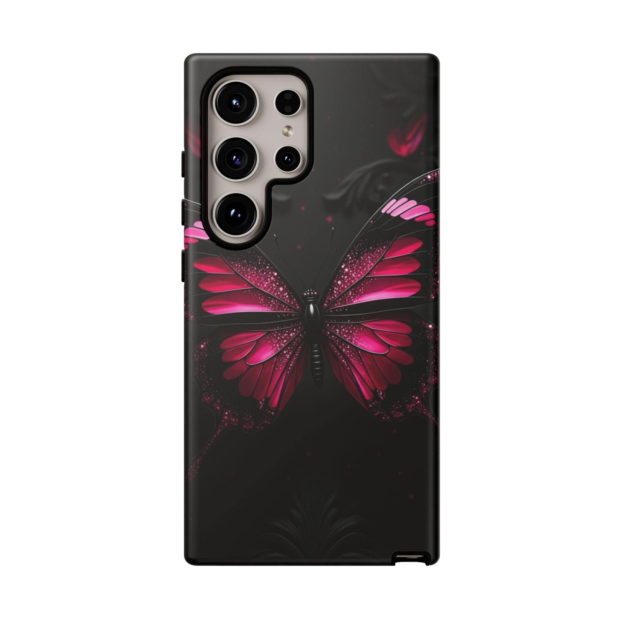 Pink Butterfly Tough Phone Case - Shockproof Protective iPhone Cover