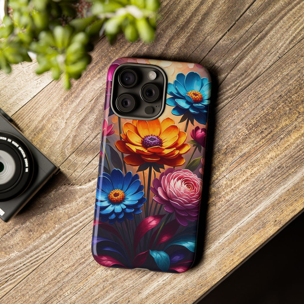 Floral Sunset Tough Phone Case — Vibrant Bloom Protective Cover