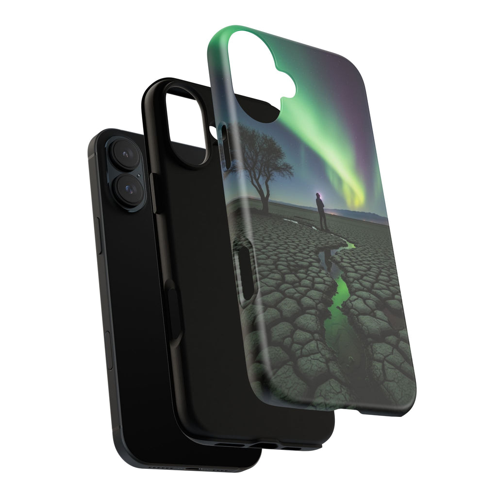Aurora Night Sky Tough Phone Case — Northern Lights Landscape Protective Cover