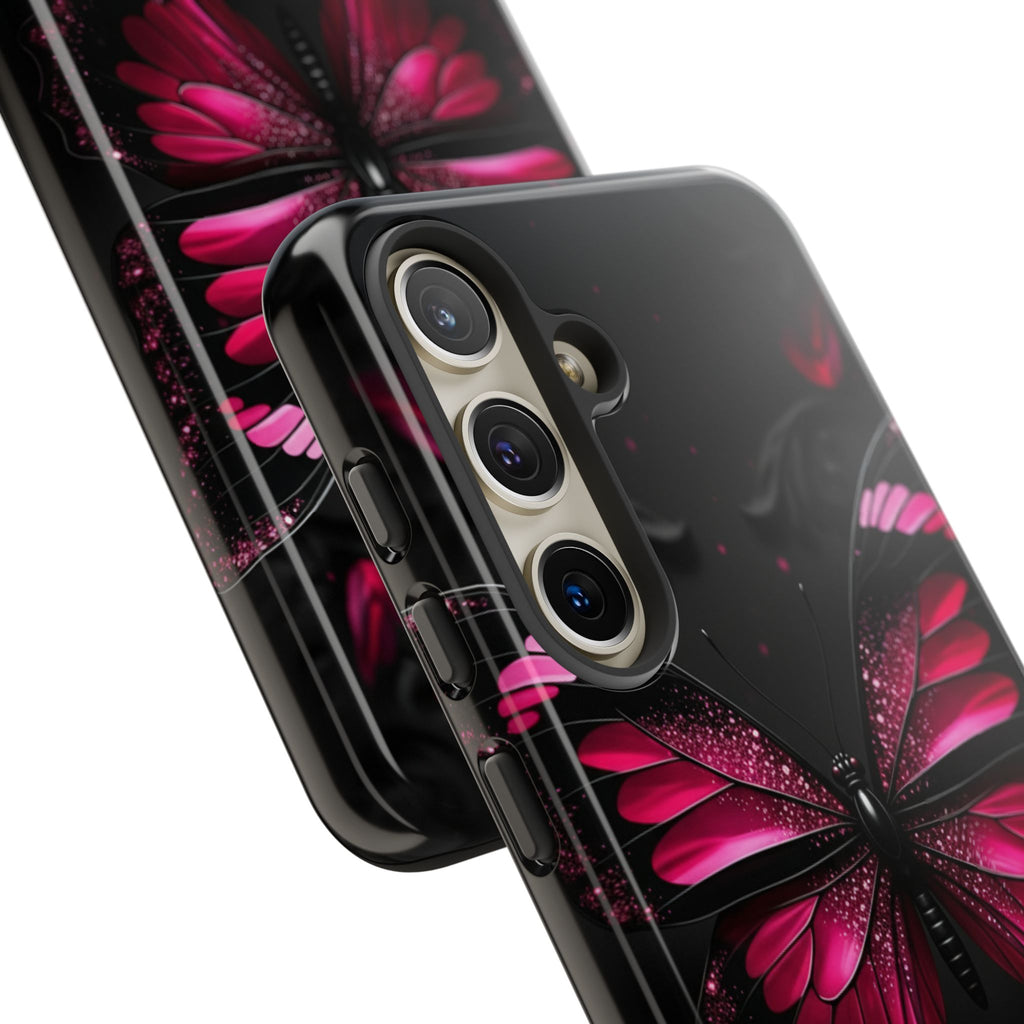 Pink Butterfly Tough Phone Case - Shockproof Protective iPhone Cover