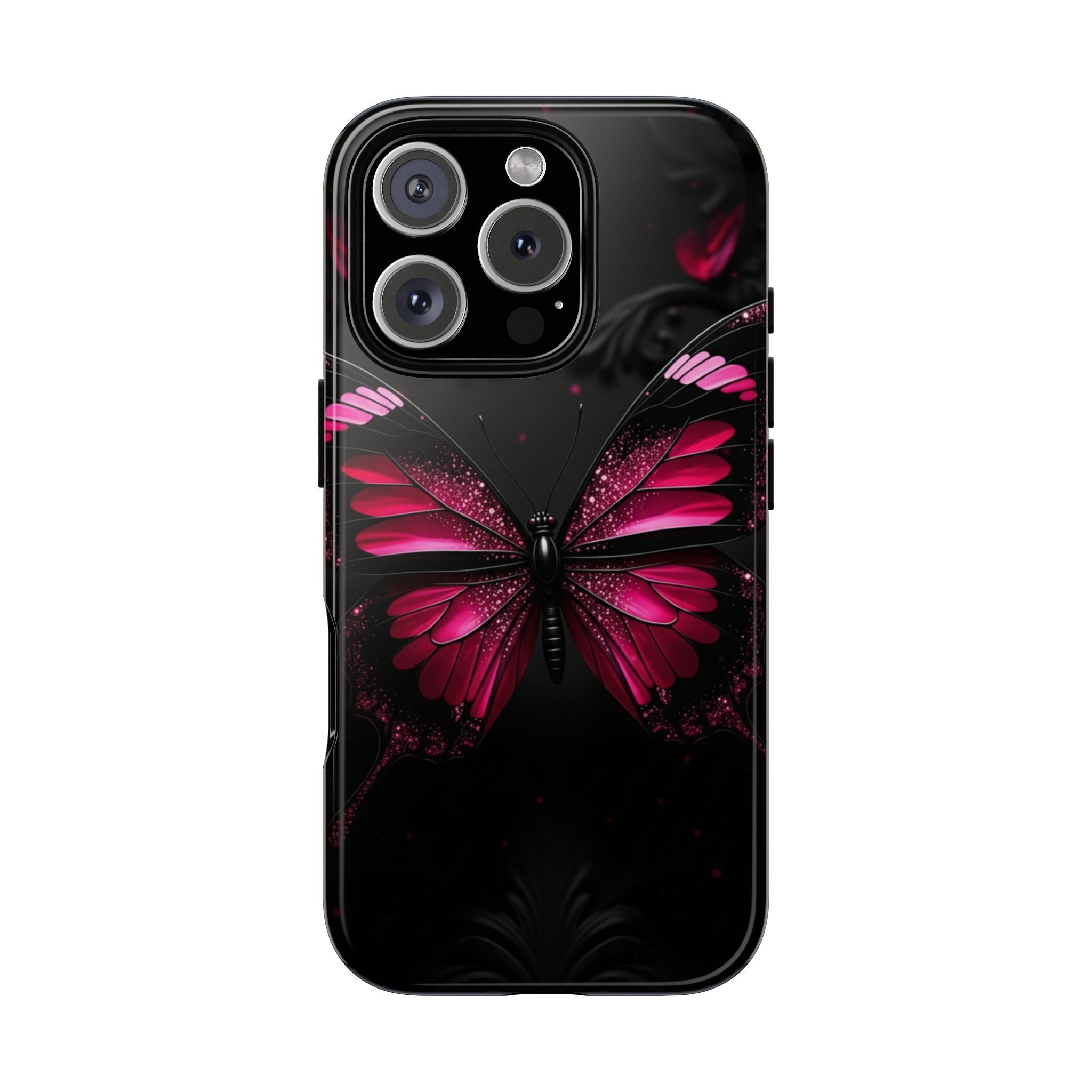 Pink Butterfly Tough Phone Case - Shockproof Protective iPhone Cover