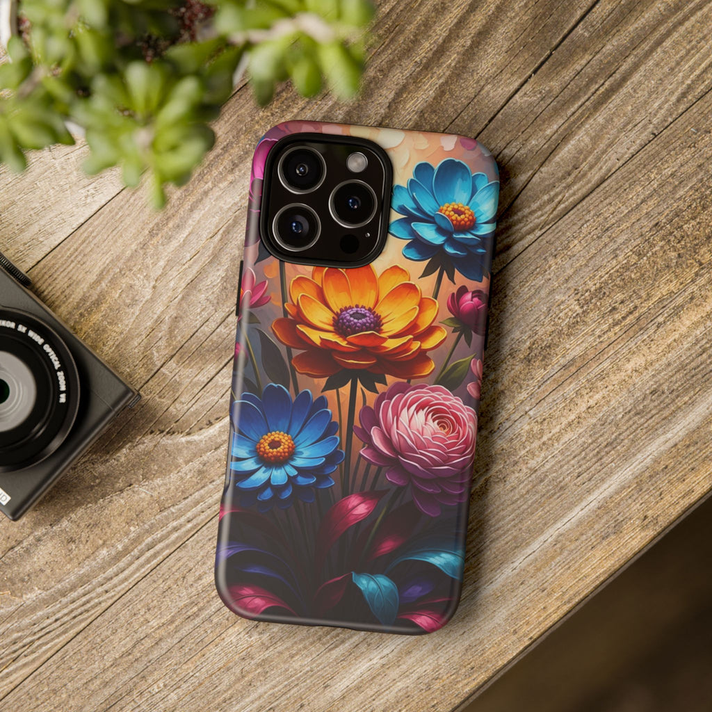 Floral Sunset Tough Phone Case — Vibrant Bloom Protective Cover