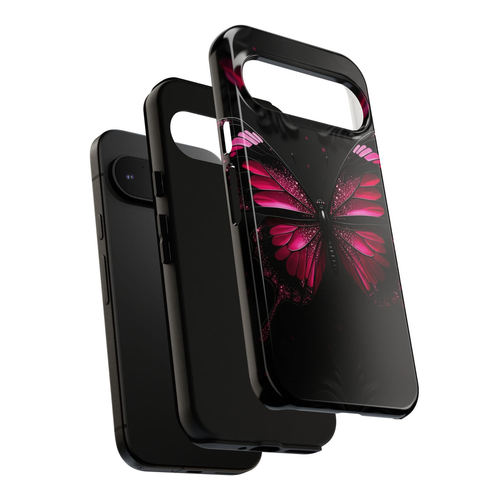 Pink Butterfly Tough Phone Case - Shockproof Protective iPhone Cover