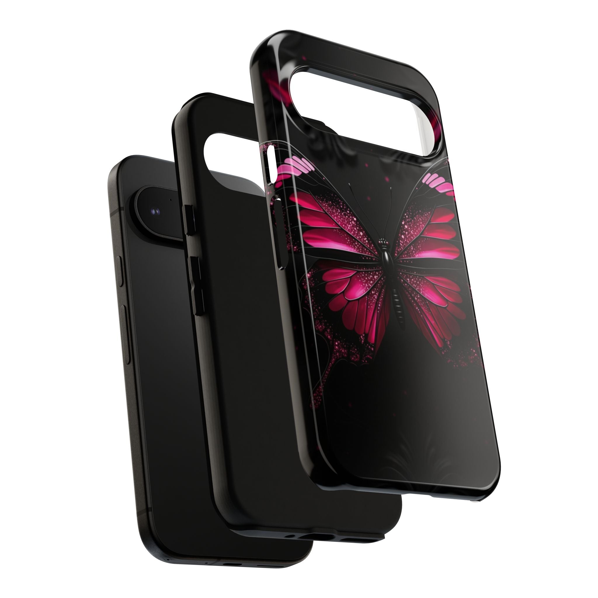 Pink Butterfly Tough Phone Case - Shockproof Protective iPhone Cover