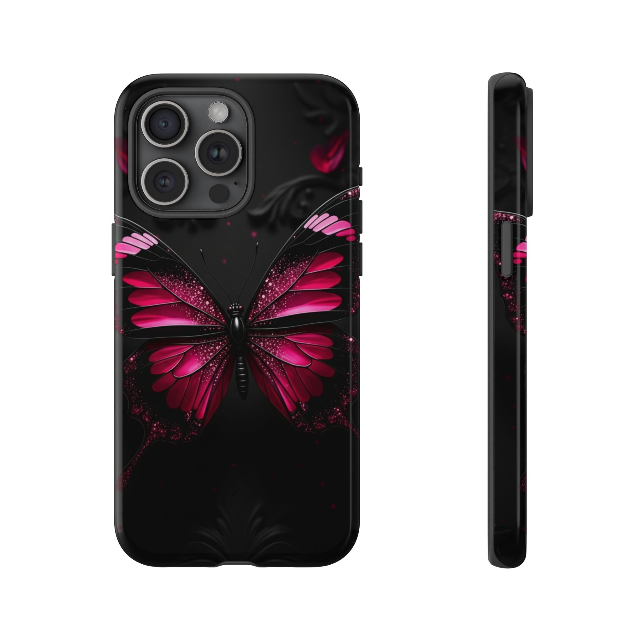 Pink Butterfly Tough Phone Case - Shockproof Protective iPhone Cover