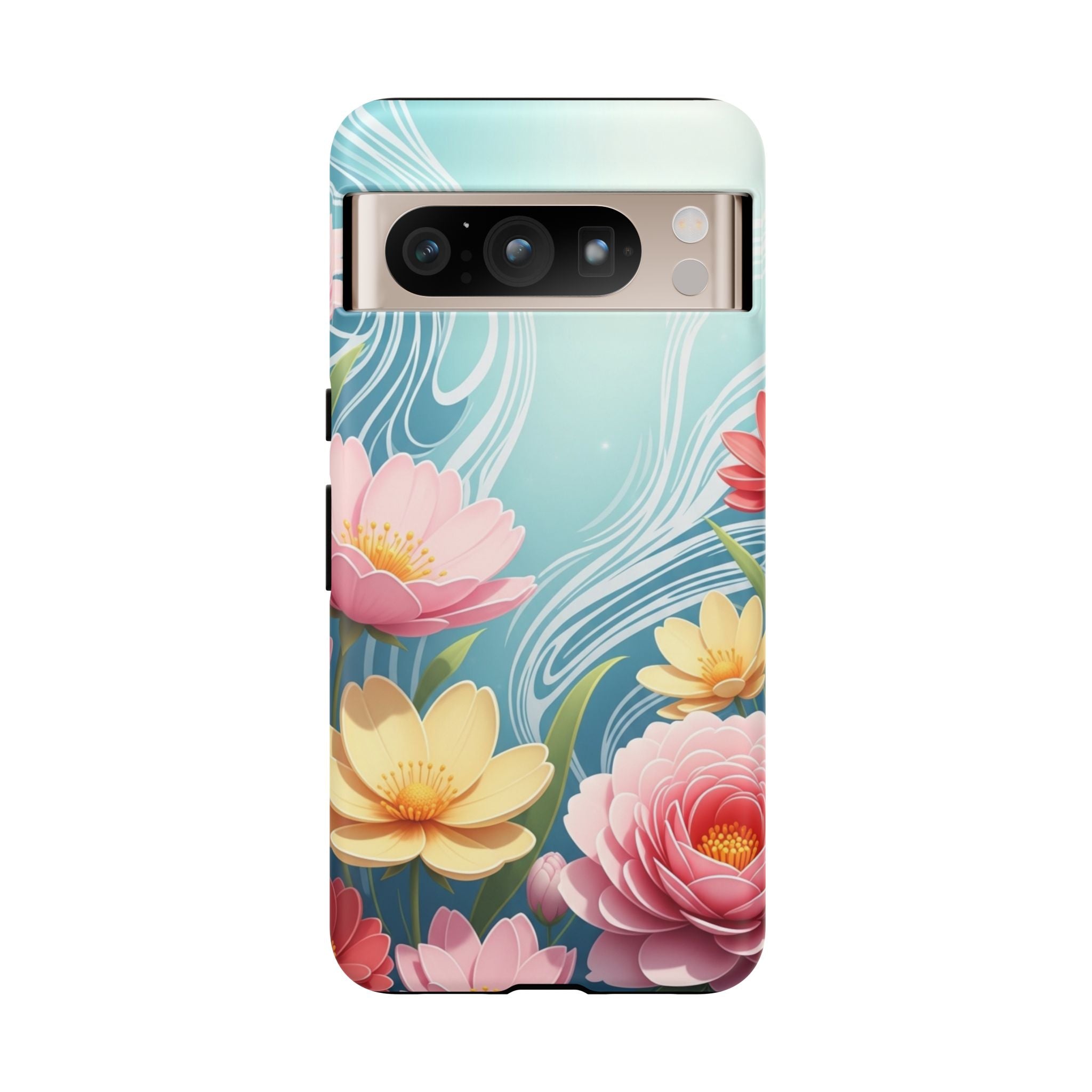 Floral Lotus Tough Phone Case — Watercolor Garden Protective Cover