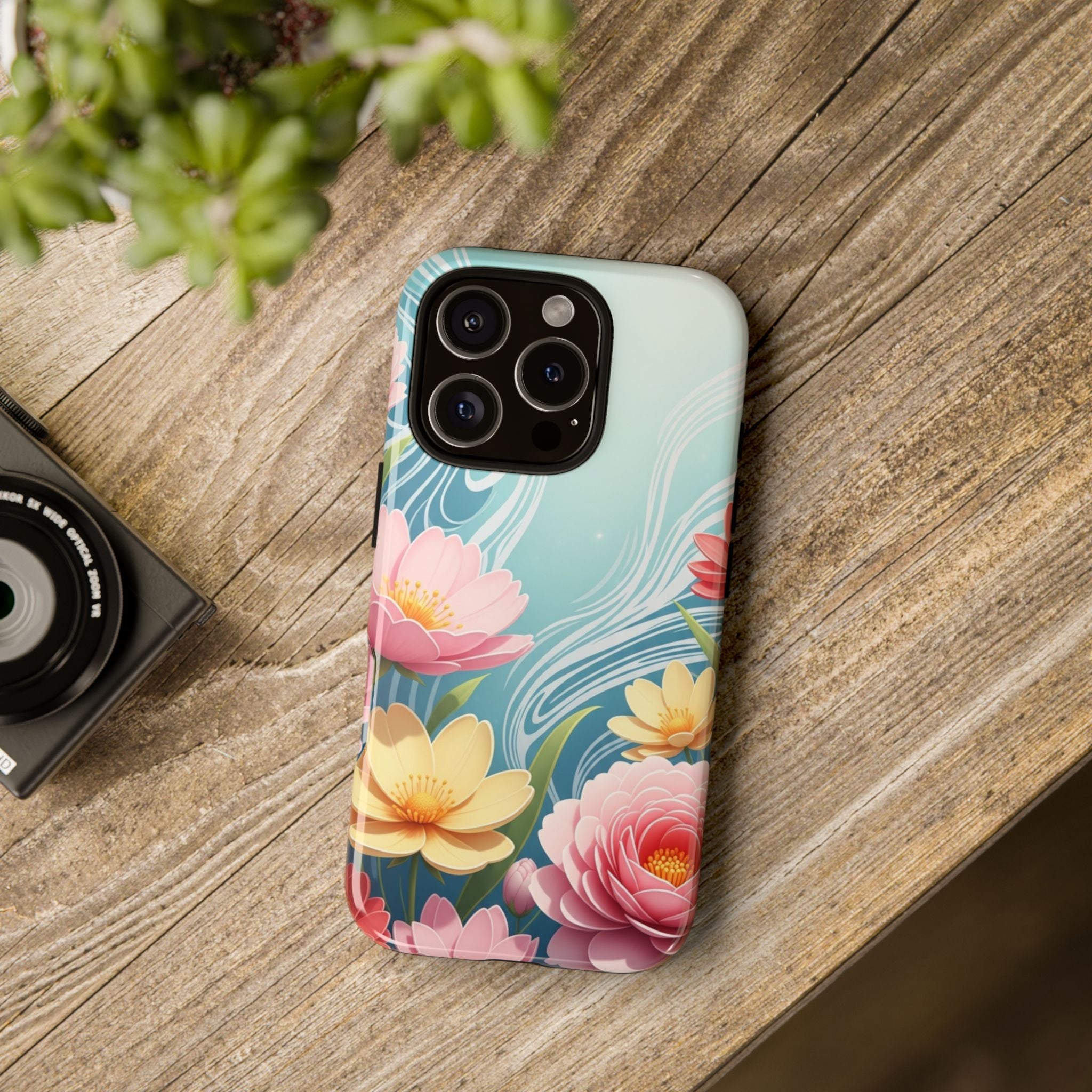 Floral Lotus Tough Phone Case — Watercolor Garden Protective Cover