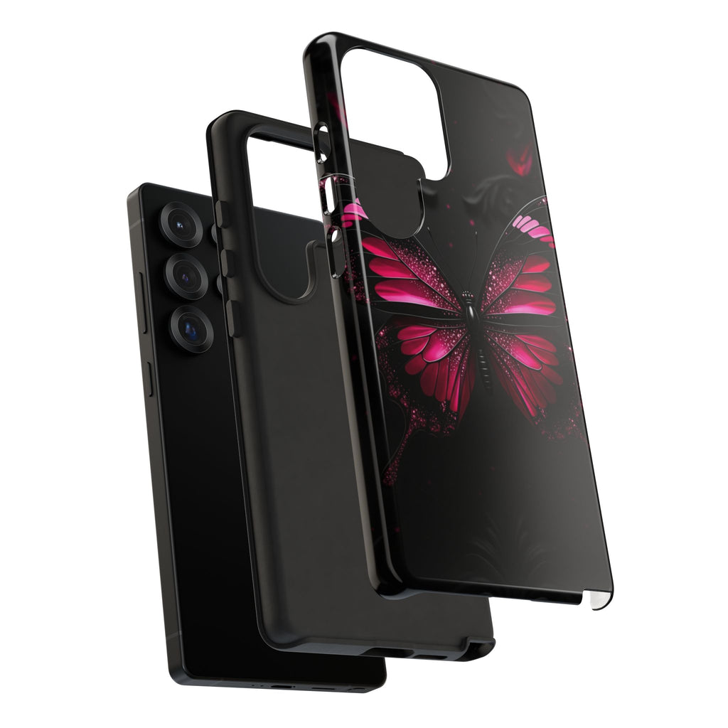 Pink Butterfly Tough Phone Case - Shockproof Protective iPhone Cover