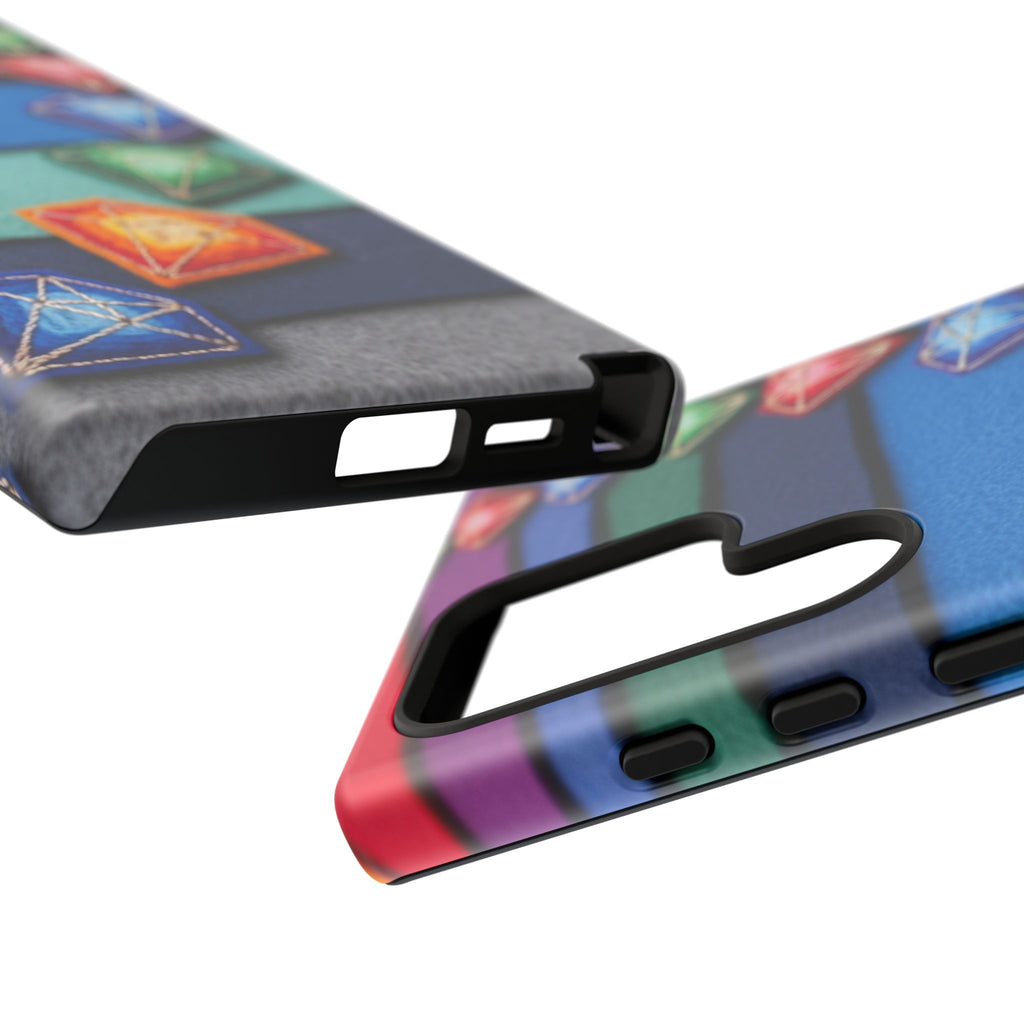 Colorful Gem Stripe Phone Case — Rainbow Diamond Pattern Tough Case