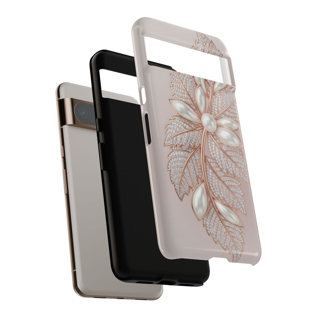 Rose Gold Pearl Leaf Tough Phone Case for Google Phone