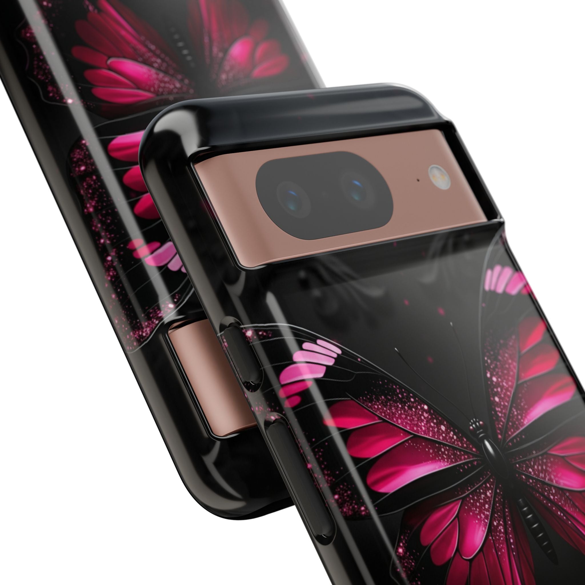 Pink Butterfly Tough Phone Case - Shockproof Protective iPhone Cover