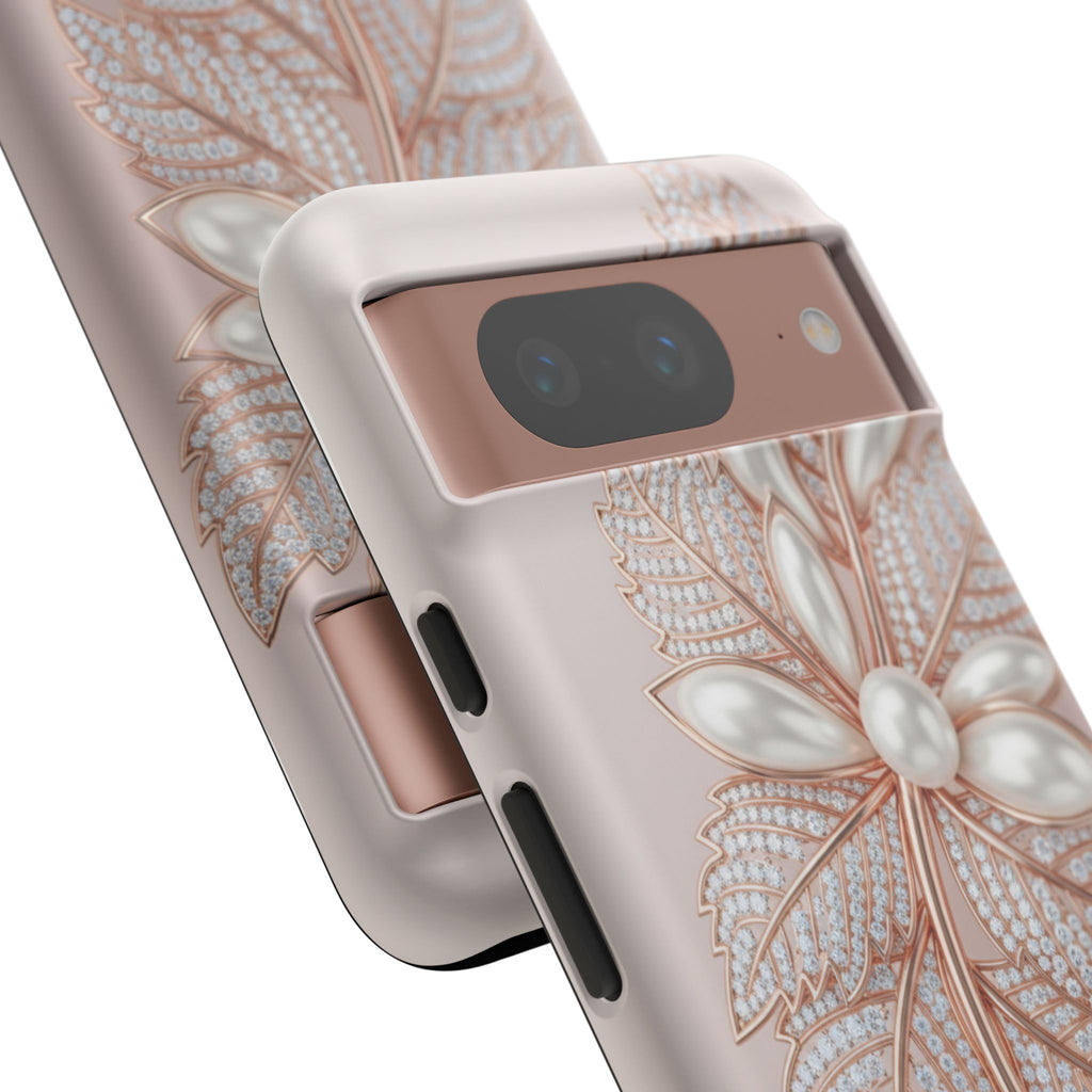 Rose Gold Pearl Leaf Tough Phone Case for Google Phone